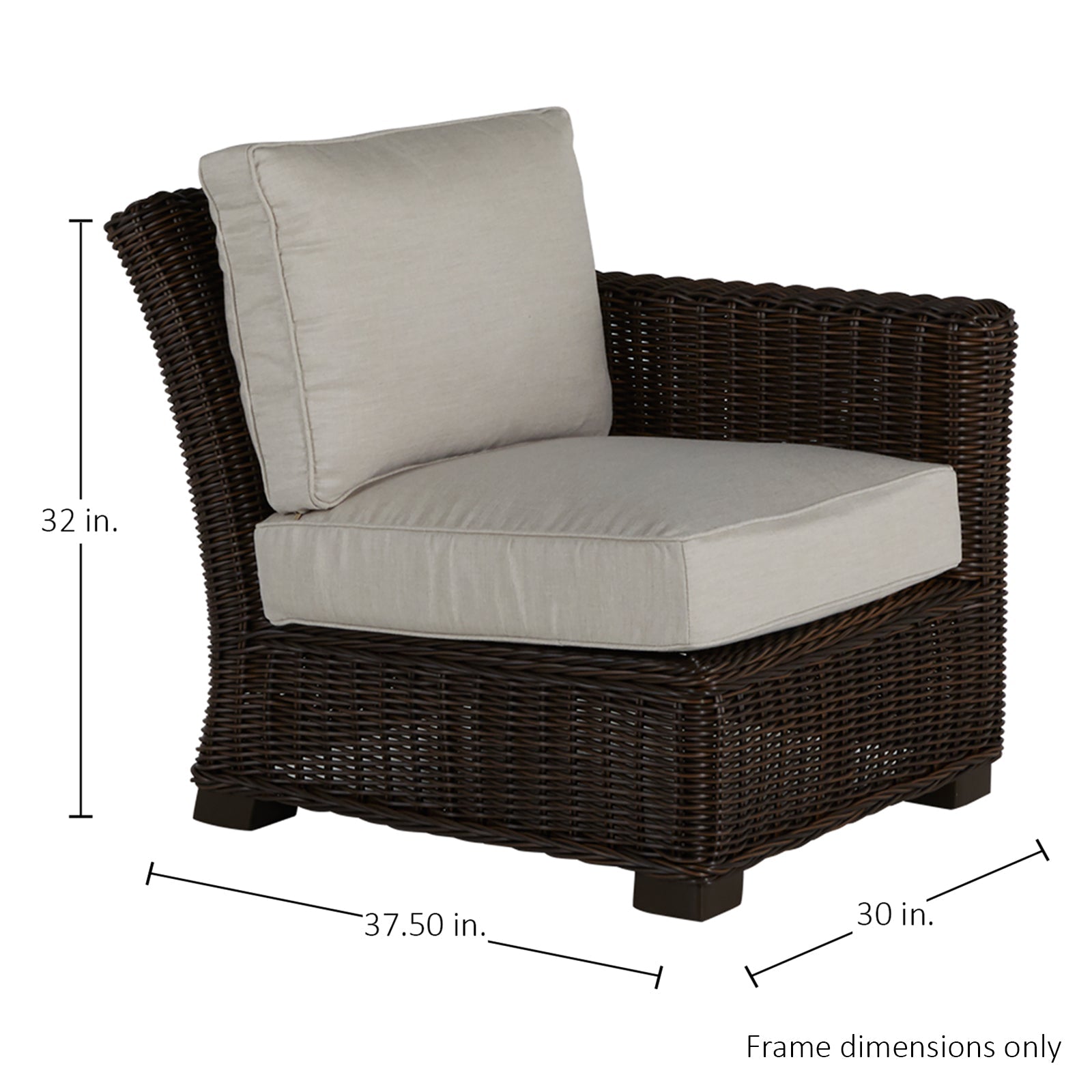 Rustic Resin Wicker Outdoor RAF Sectional Sofa
