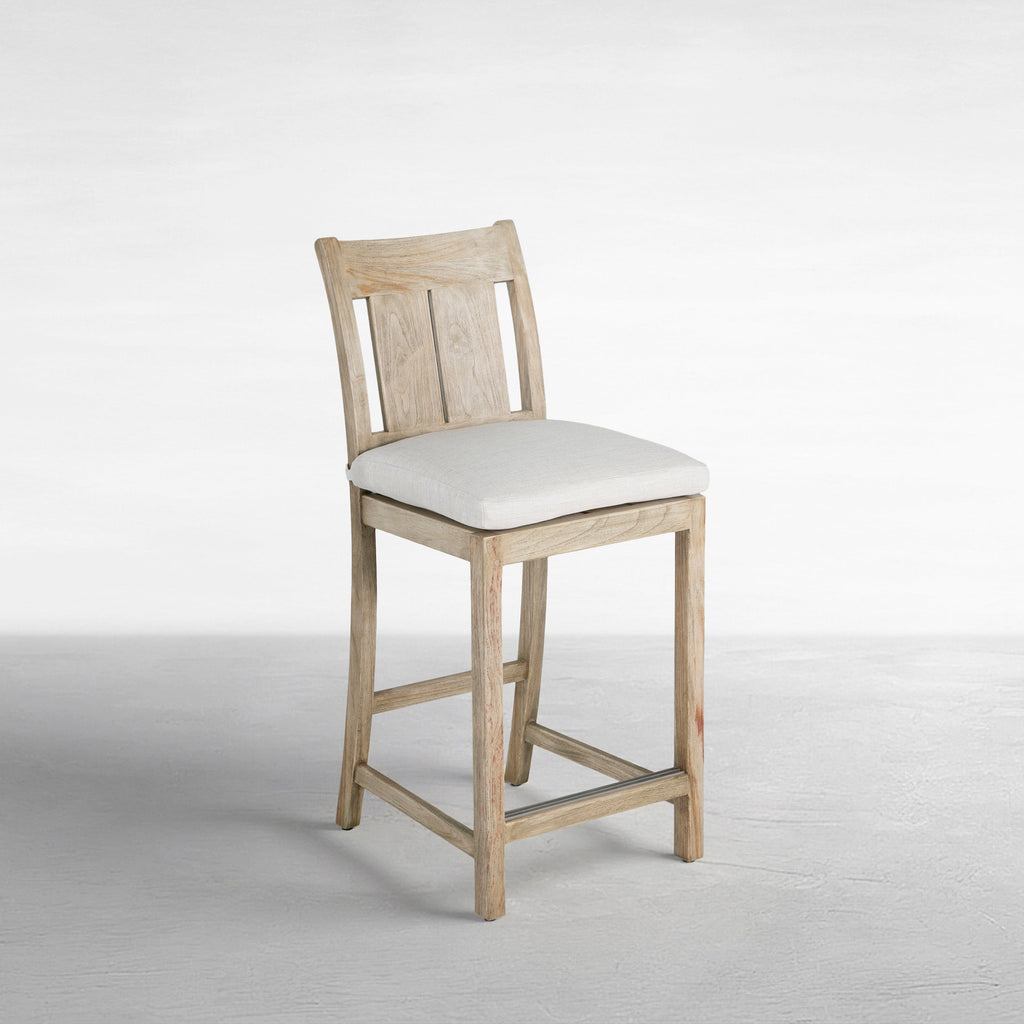 Croquet Teak Outdoor Transitional Counter Stool