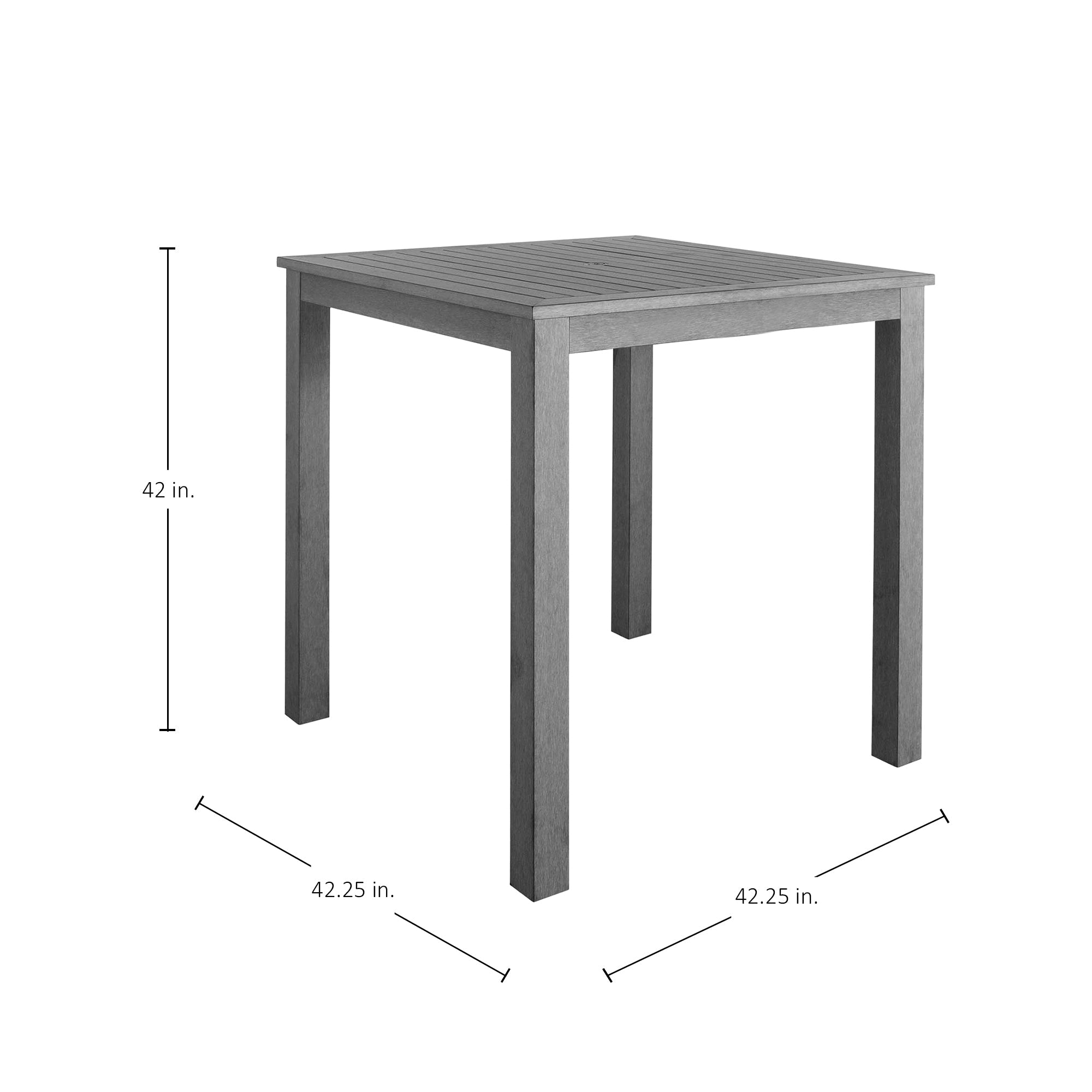 Portside Resin 42" Square Outdoor Slated Bar Table