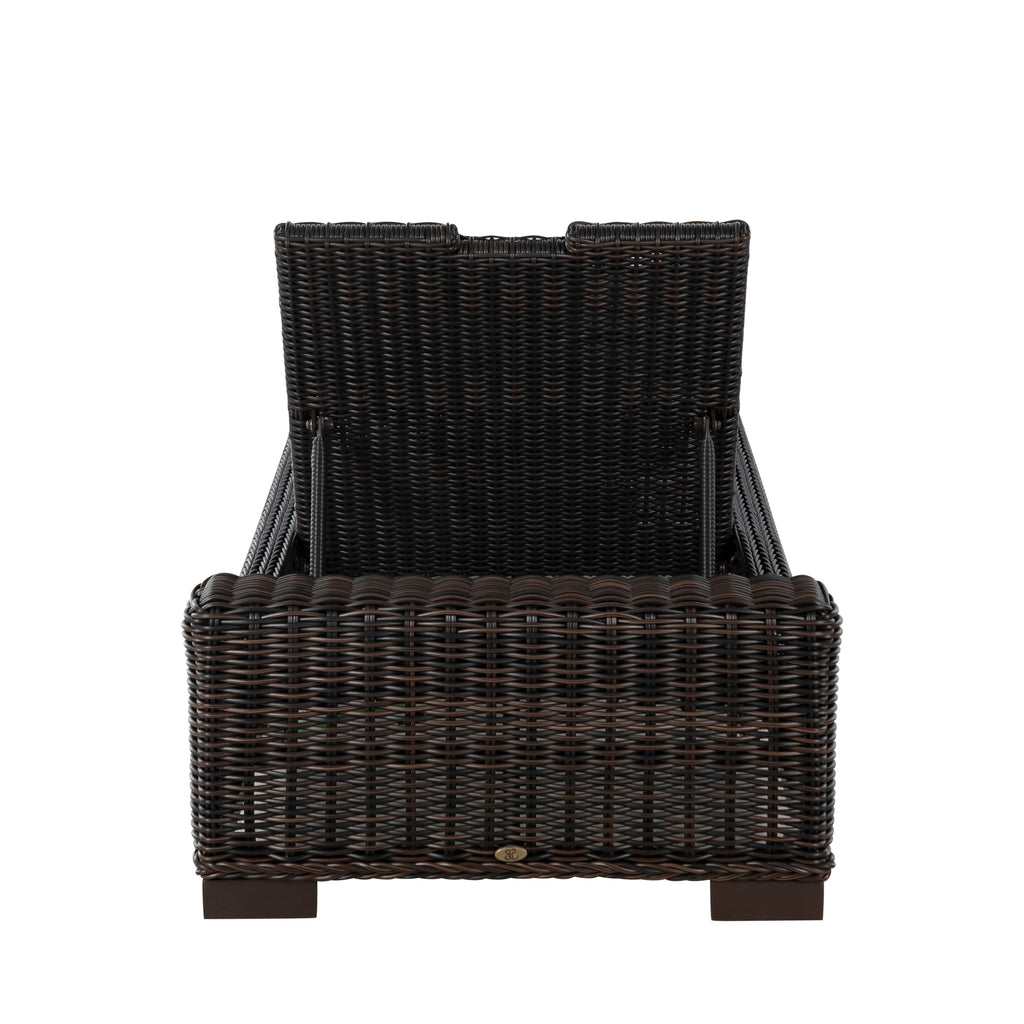 Rustic Wicker Outdoor Armless Chaise Lounge