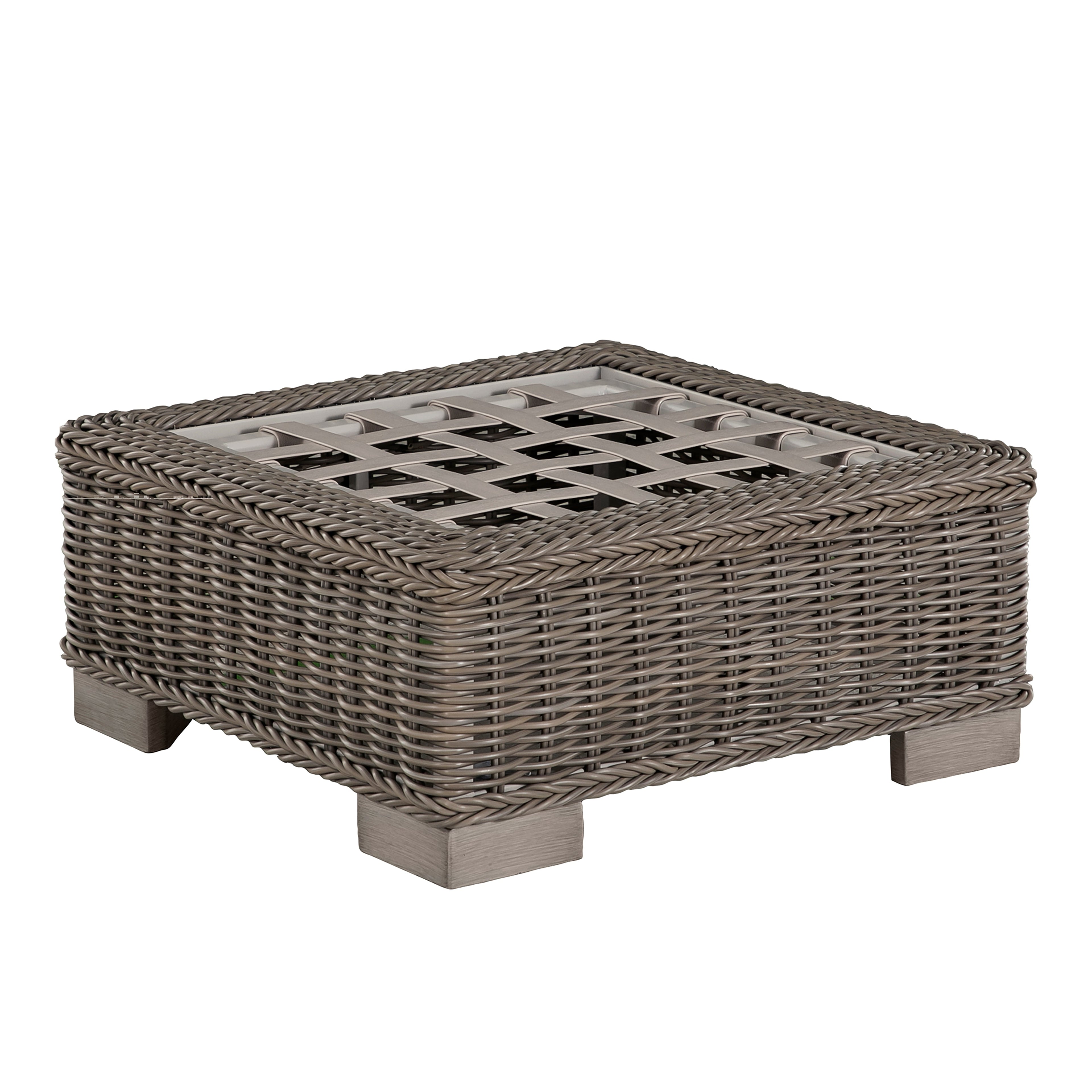 Rustic N-Dura Resin Wicker Outdoor Woven Ottoman