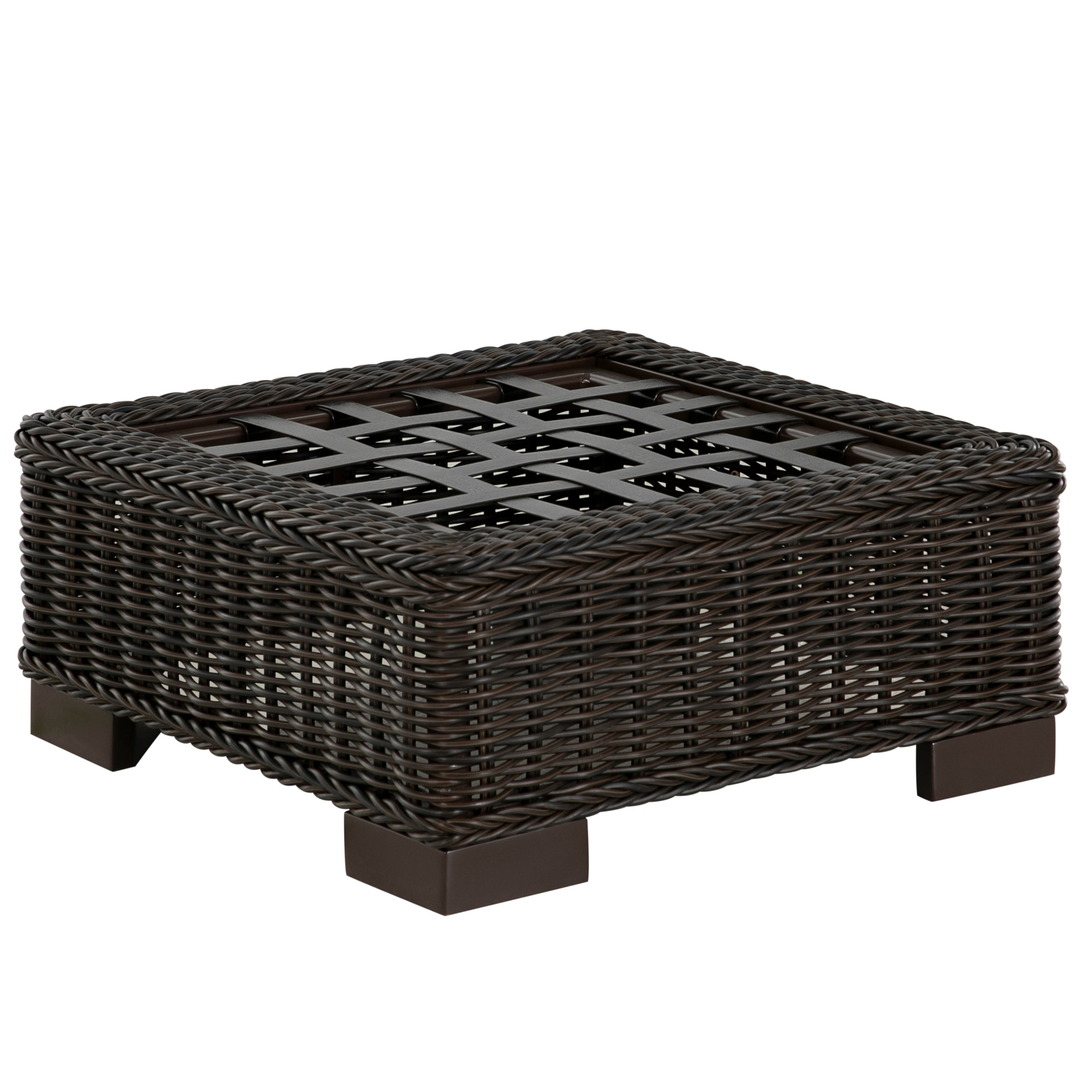 Rustic N-Dura Resin Wicker Outdoor Woven Ottoman