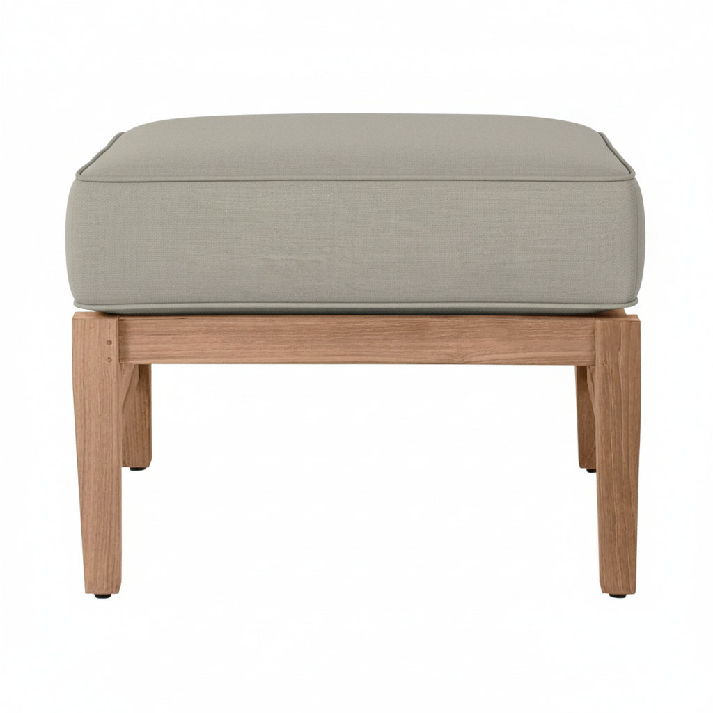 QS Croquet Teak Ottoman, Natural Teak-Linen Dove