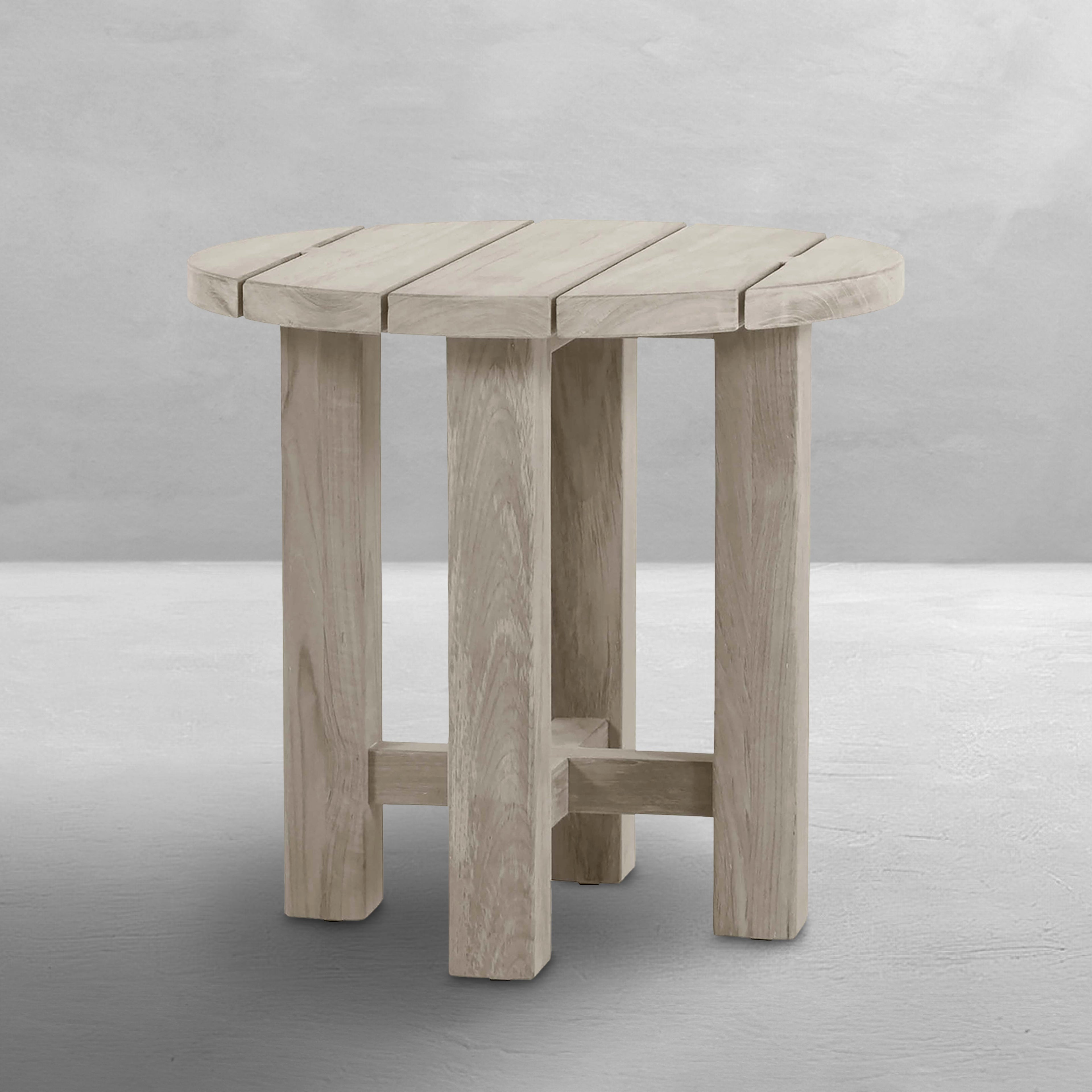 Croquet Teak 24.25" Round Outdoor End Table