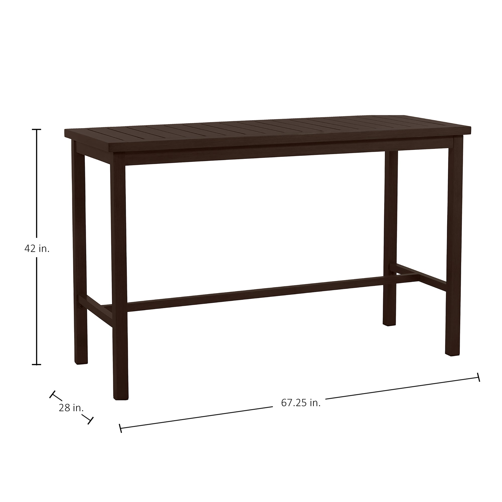 Club Aluminum 67"x 28" Rectangle Outdoor Bar Table