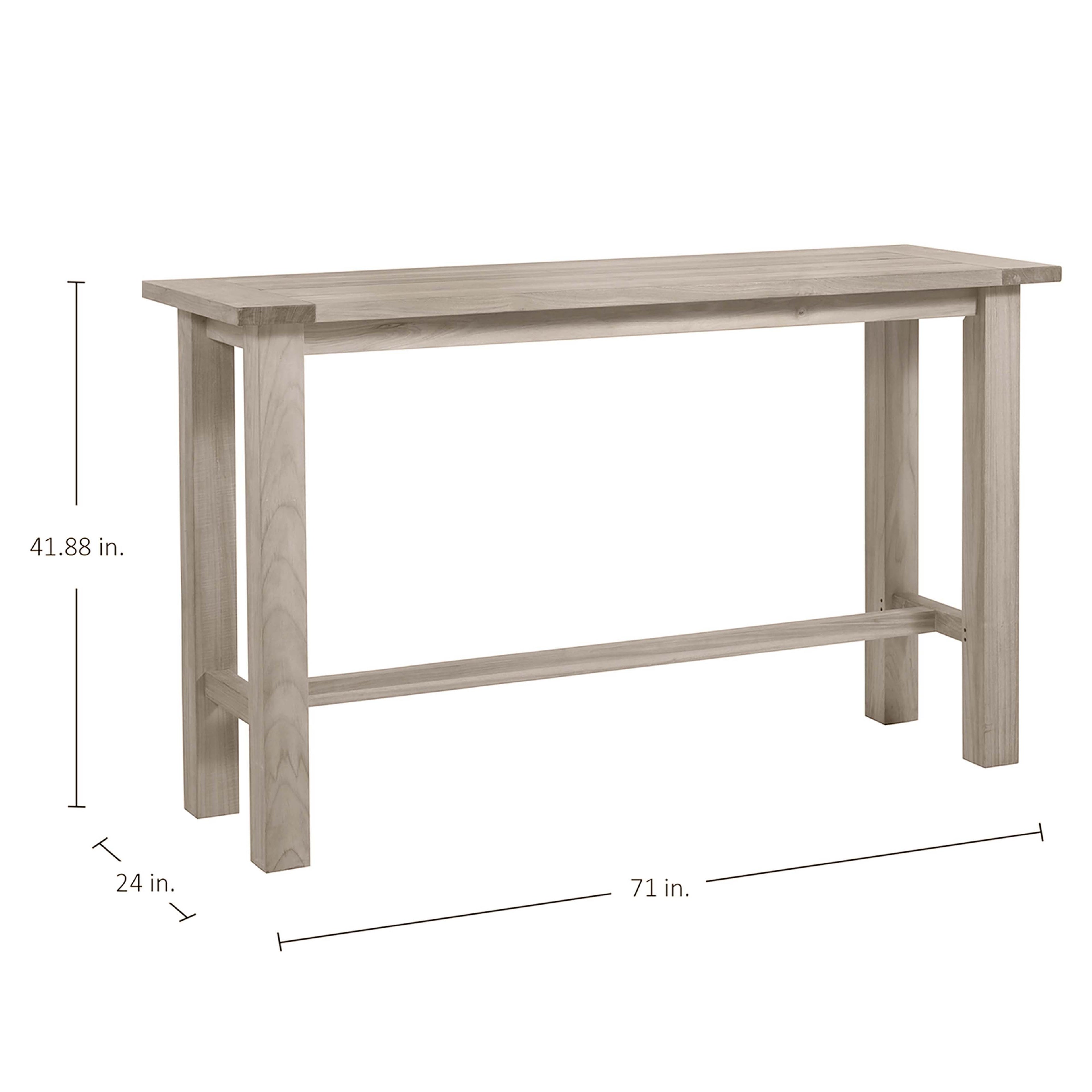 Croquet Teak 71" x 24" Rectangle Outdoor Bar Table