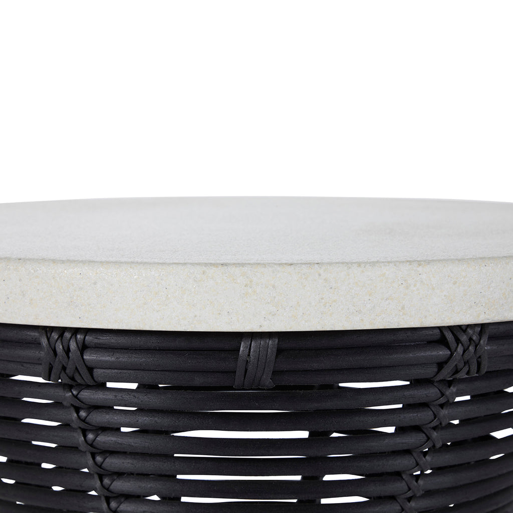 Harris Wicker 22" Round Outdoor Pedestal End Table