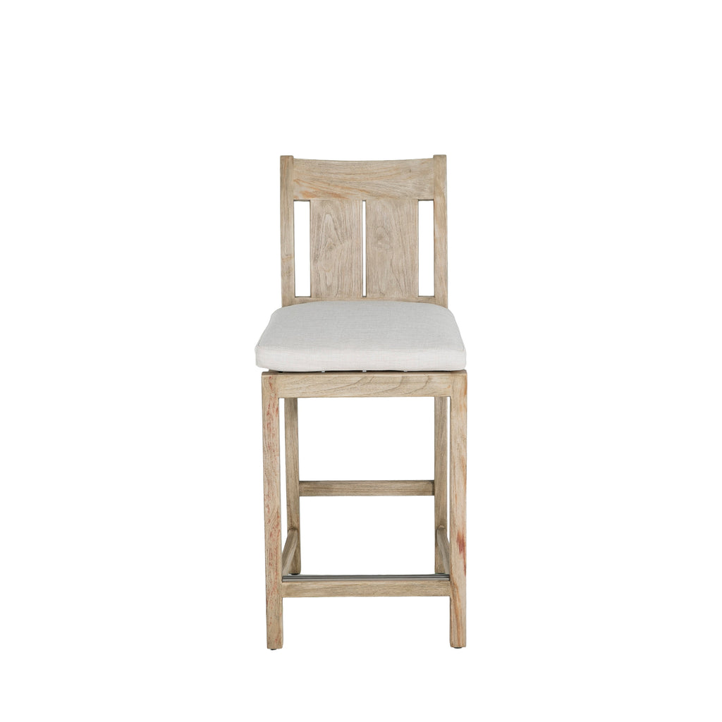 Croquet Teak Outdoor Transitional Counter Stool
