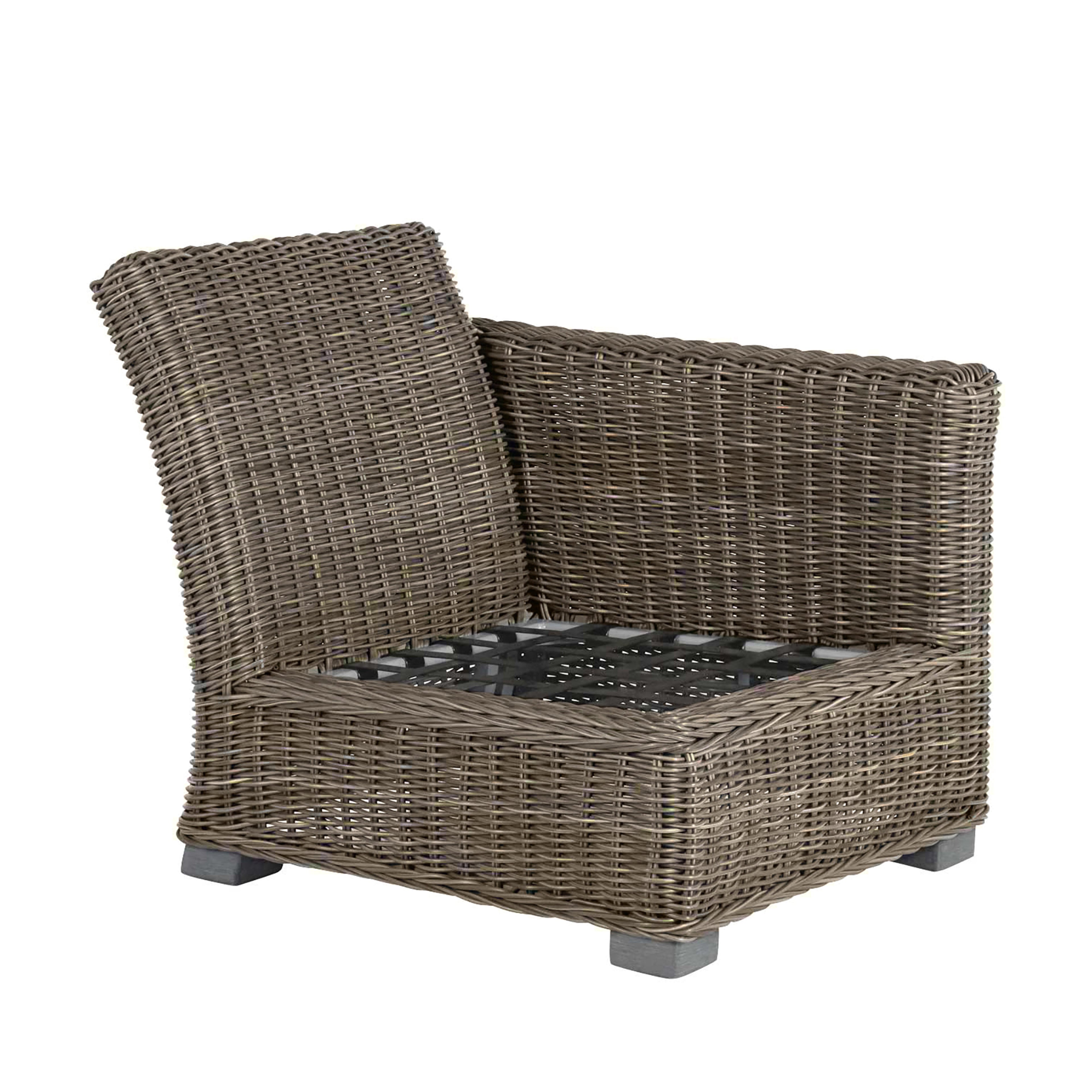 Rustic Resin Wicker Outdoor RAF Sectional Sofa