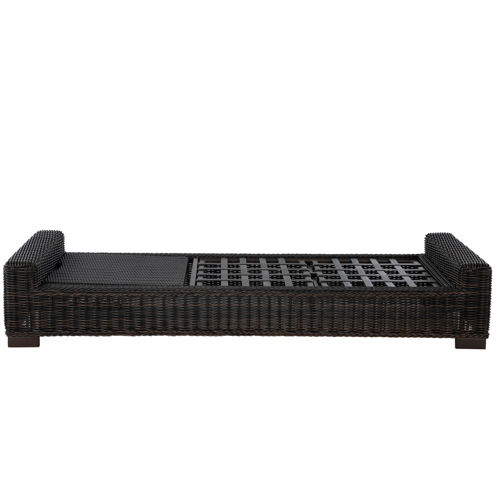 Rustic Wicker Outdoor Armless Chaise Lounge