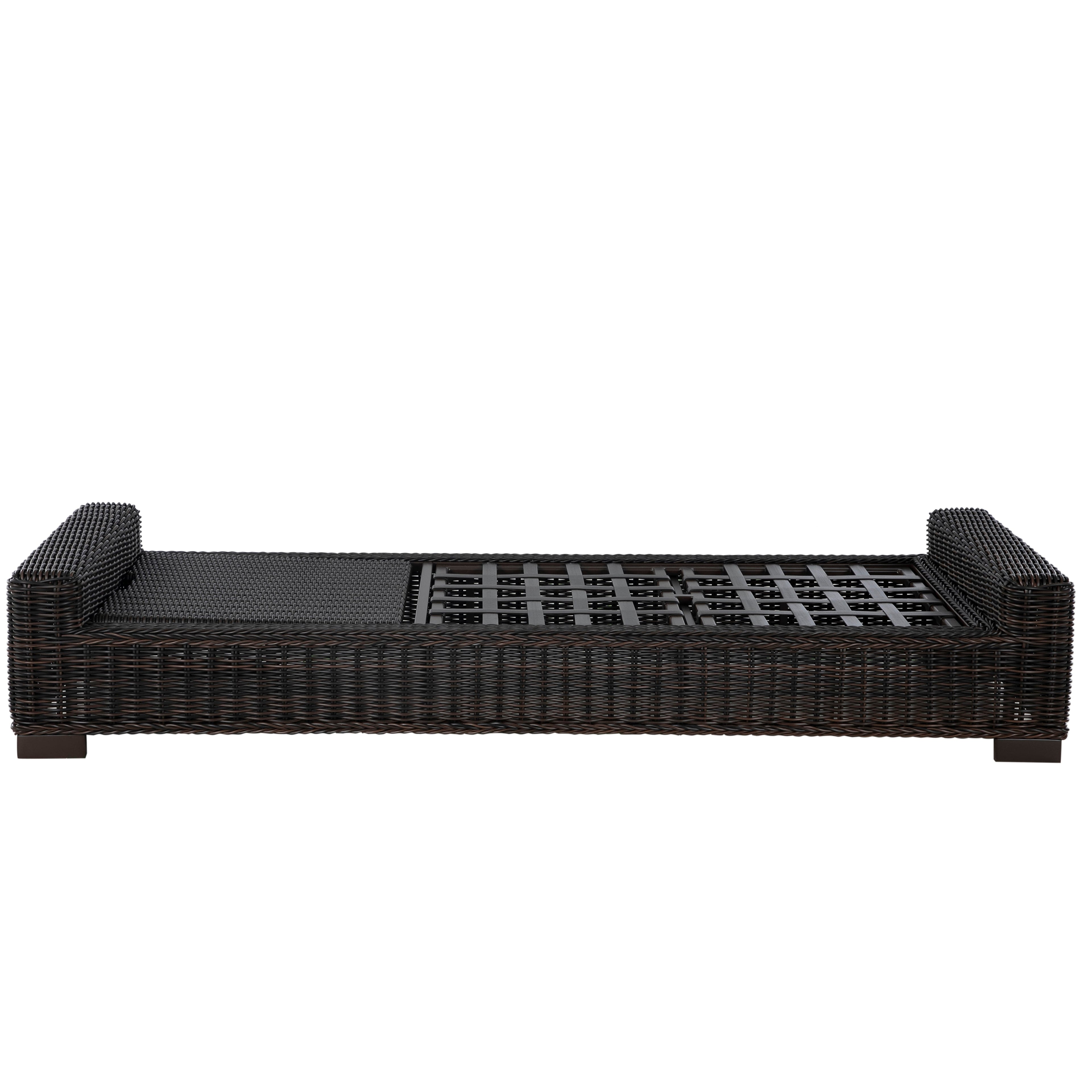 Rustic Wicker Outdoor Armless Chaise Lounge