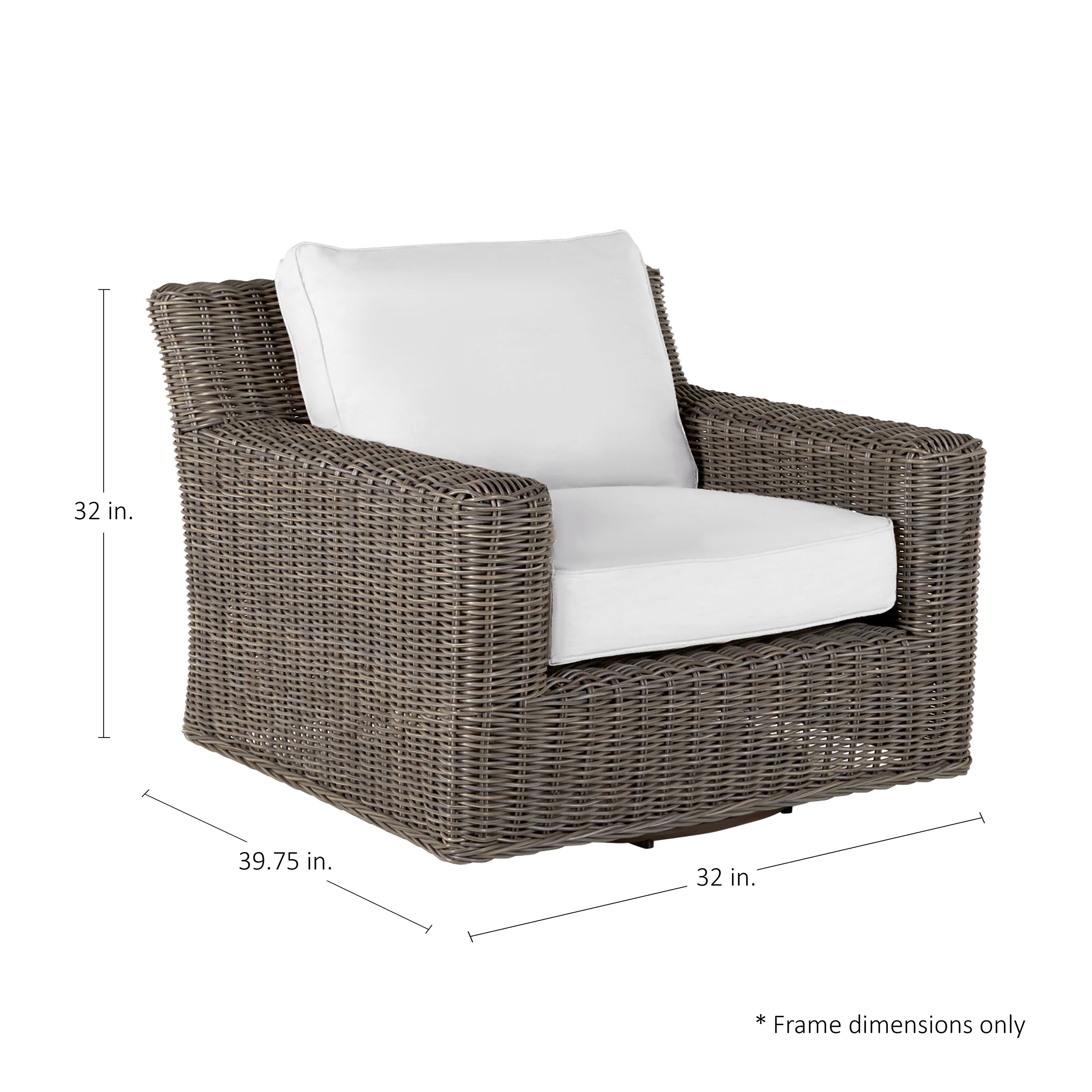 Rustic Woven Wicker Outdoor Swivel Lounge Chair