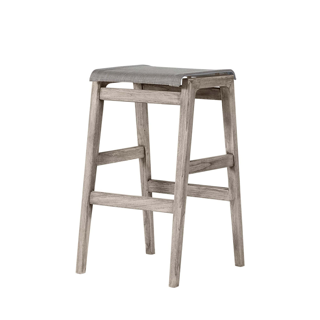Coast Teak Sling Outdoor Backless Bar Stool