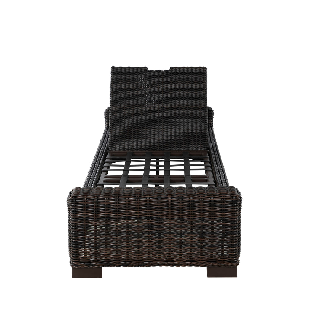 Rustic Wicker Outdoor Armless Chaise Lounge