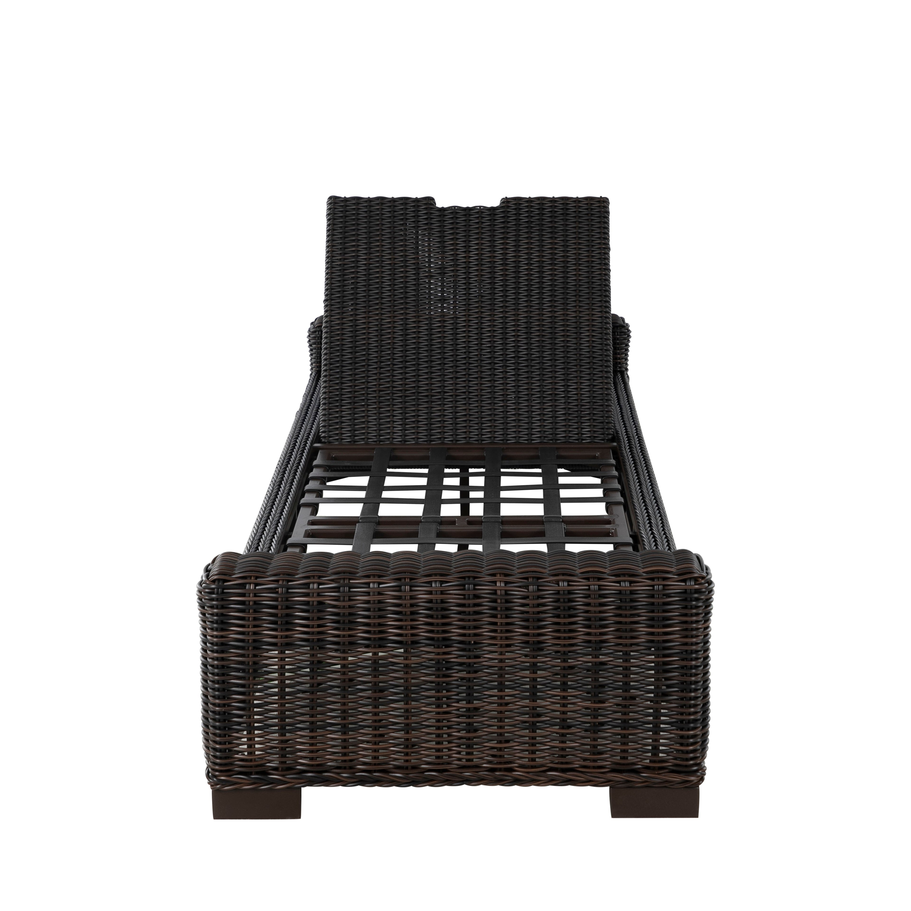 Rustic Wicker Outdoor Armless Chaise Lounge