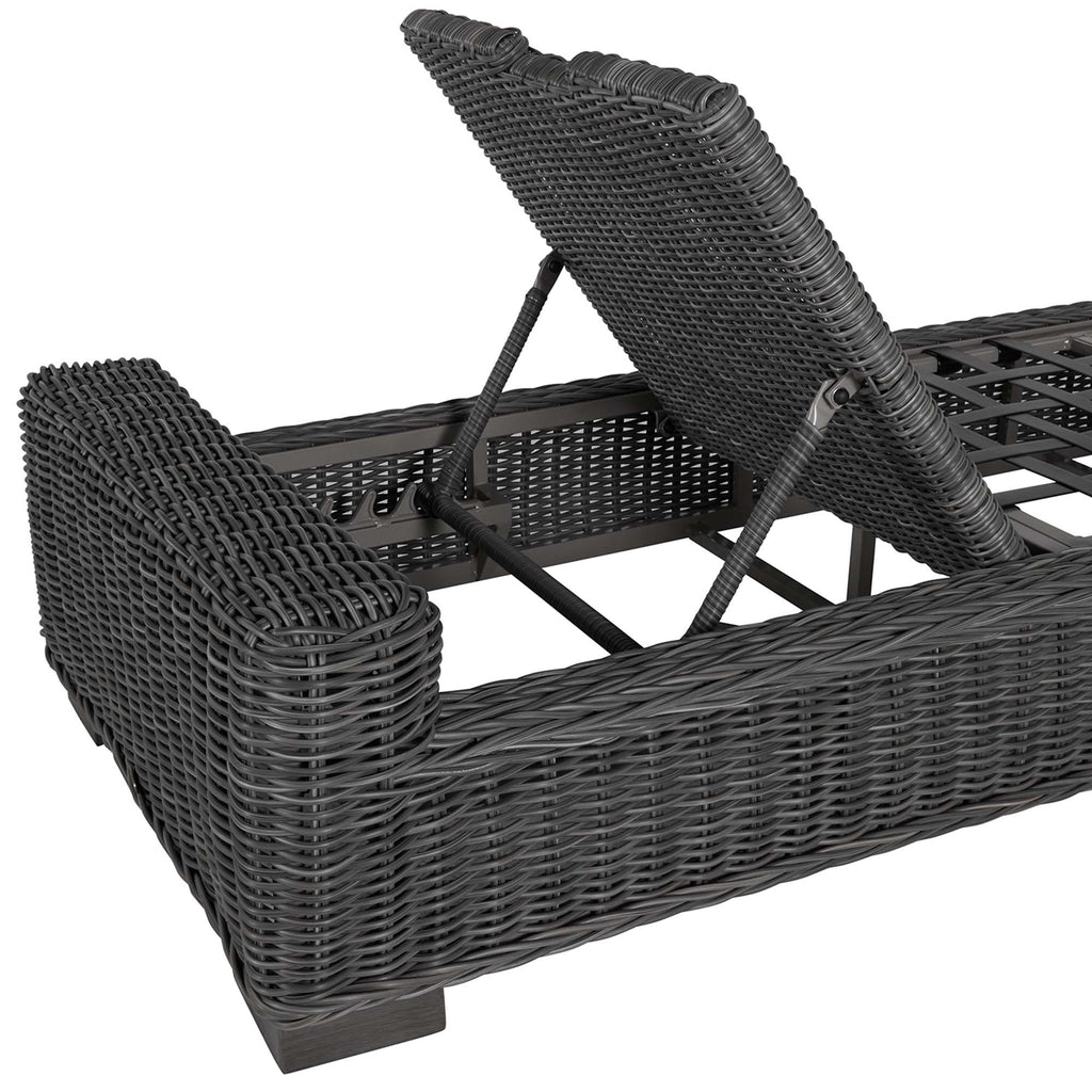 Rustic Wicker Outdoor Armless Chaise Lounge