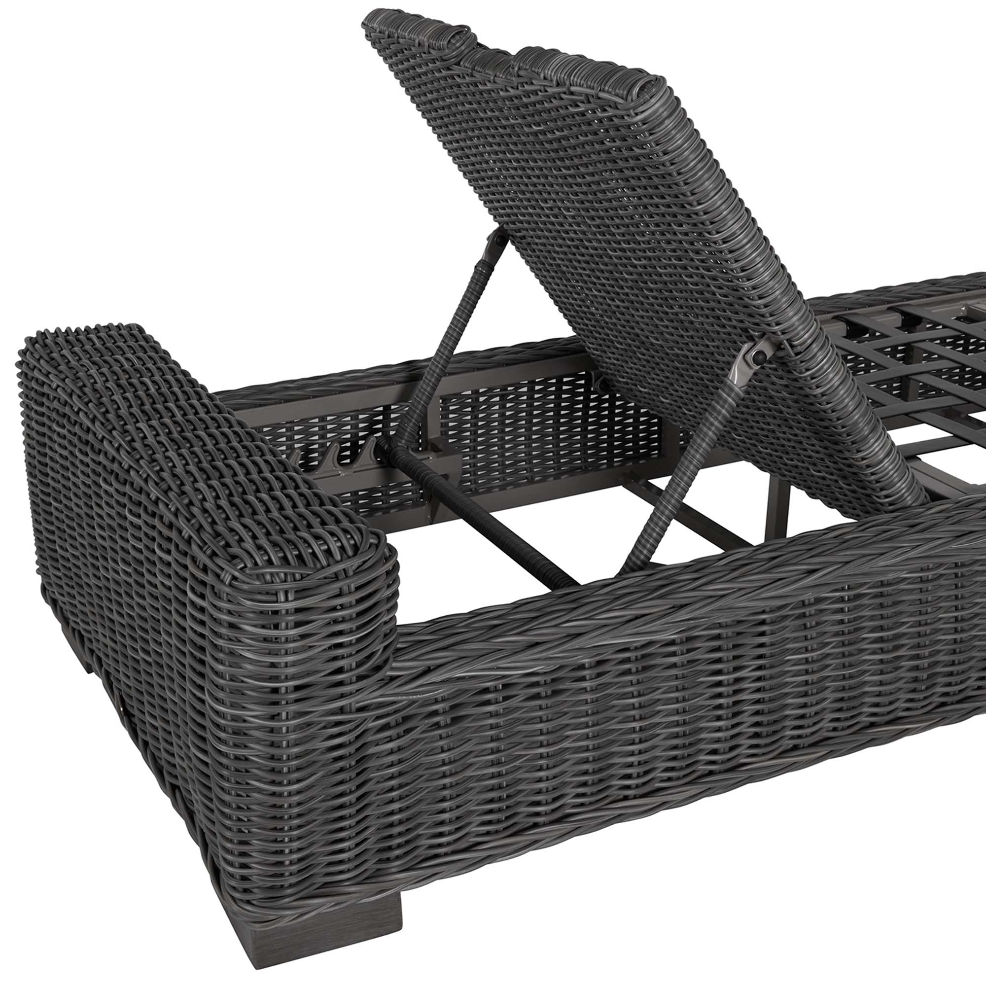 Rustic Wicker Outdoor Armless Chaise Lounge