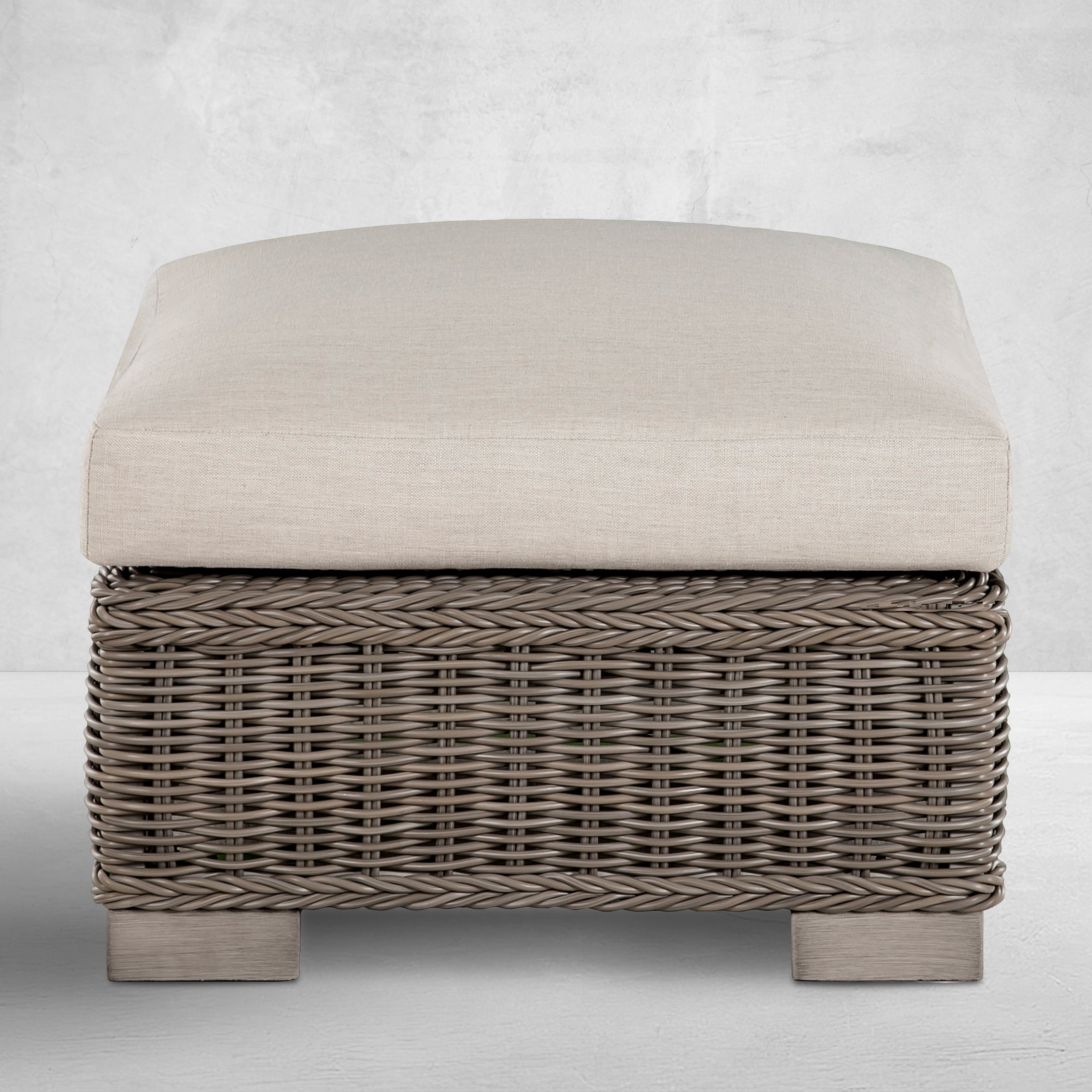 Rustic N-Dura Resin Wicker Outdoor Woven Ottoman