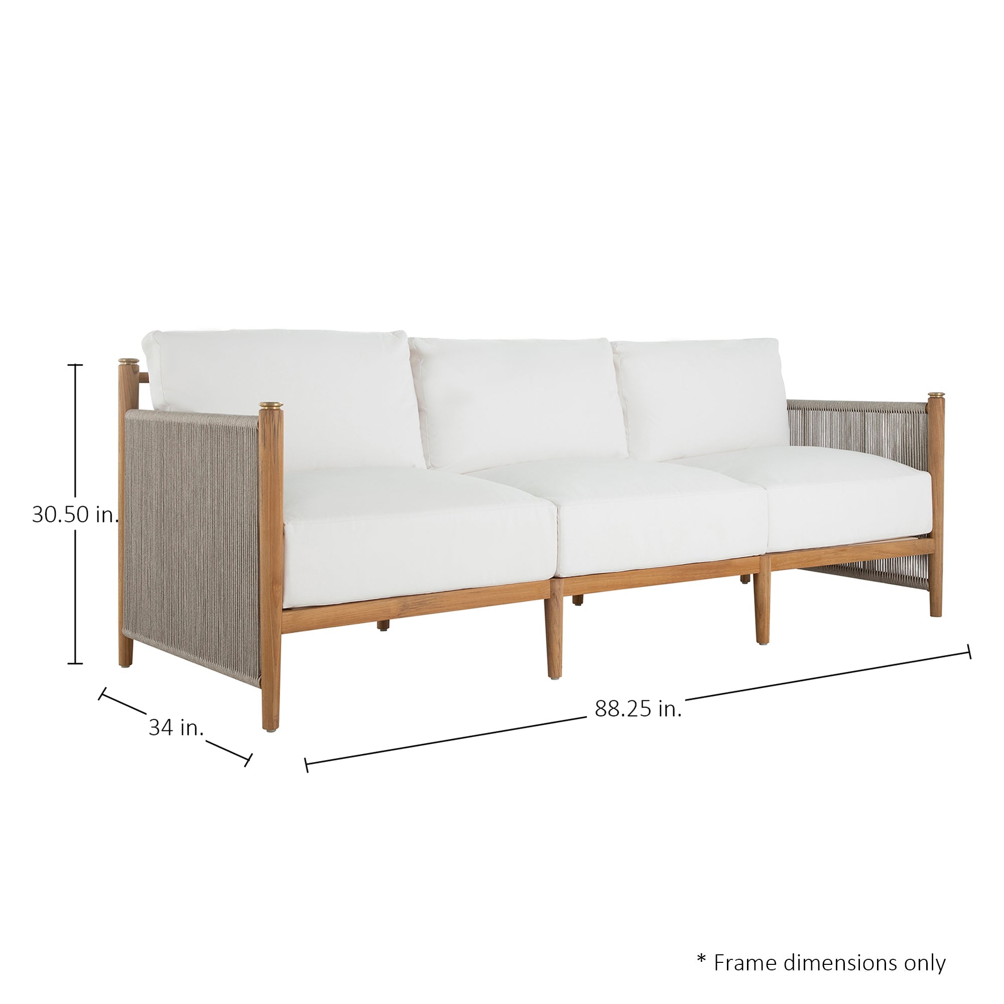 Pacifica Teak Rope Brass Outdoor Sofa