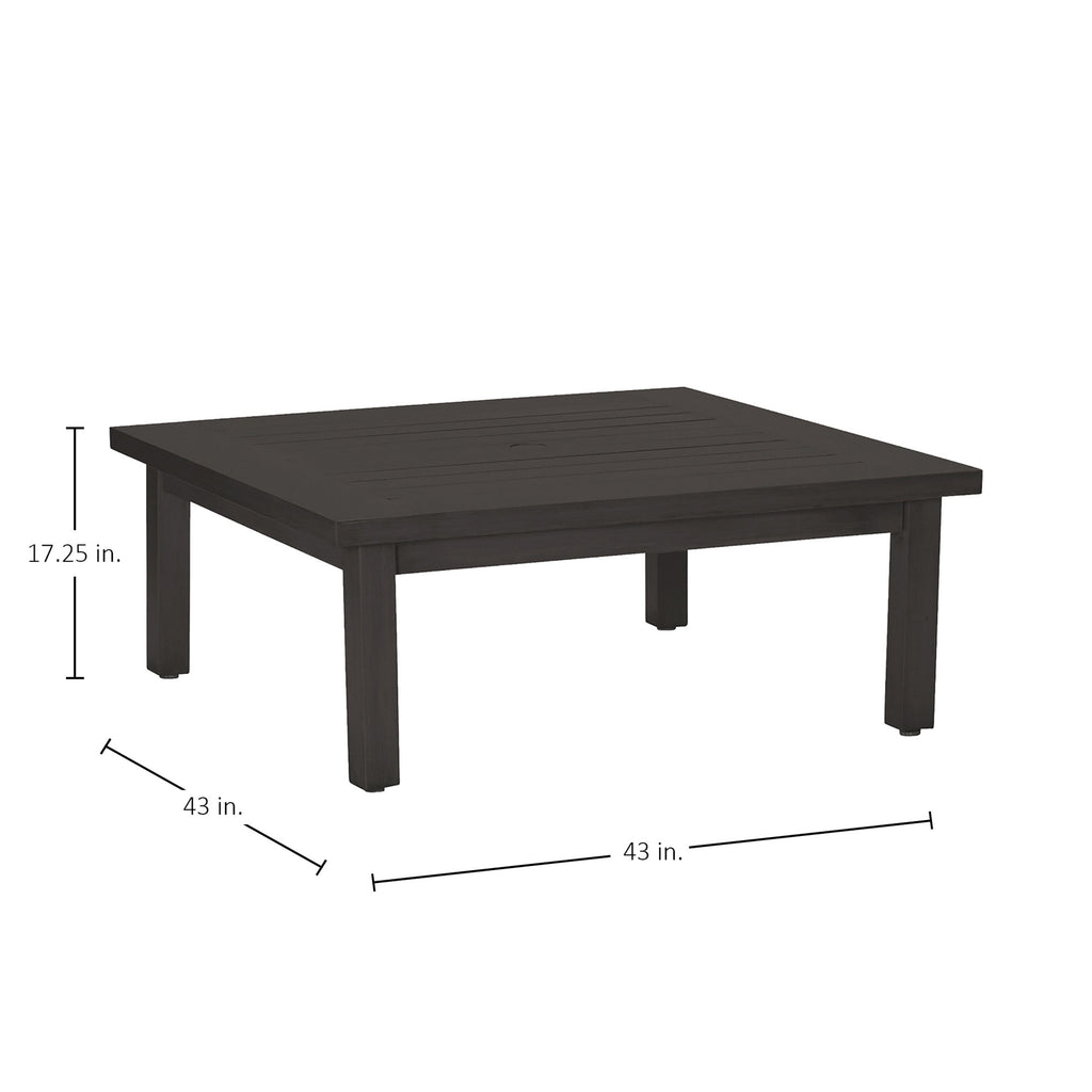 Club Aluminum 43" Square Outdoor Coffee Table