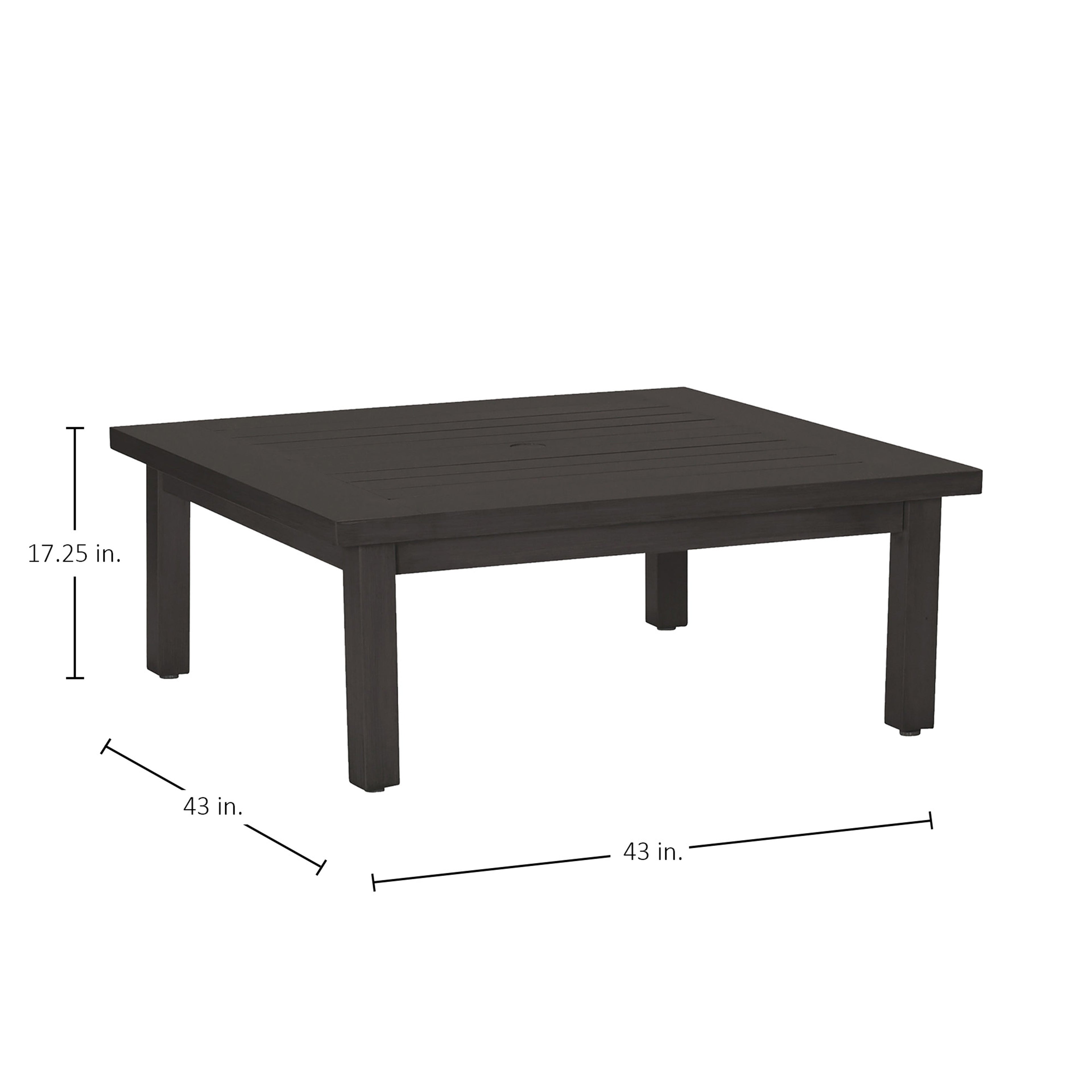 Club Aluminum 43" Square Outdoor Coffee Table