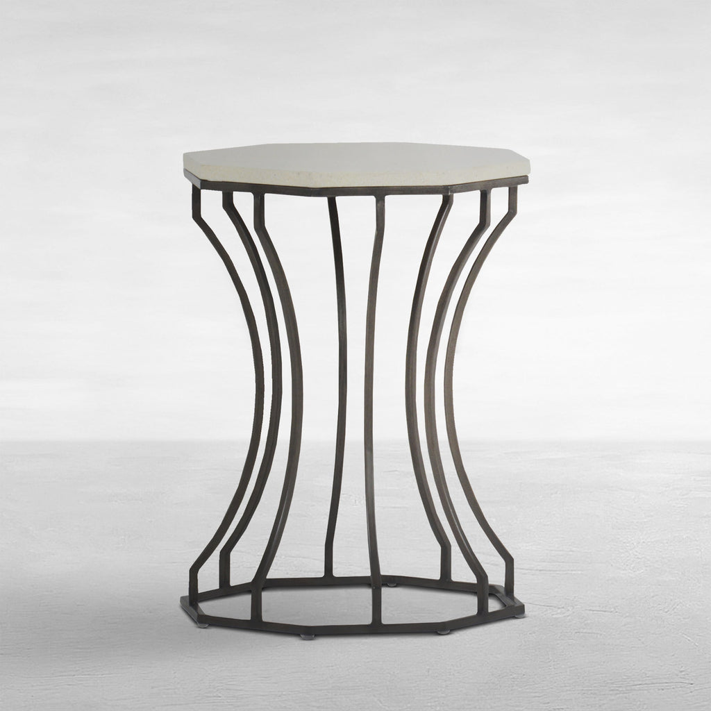 Audrey Wrought Iron Octagonal Outdoor End Table