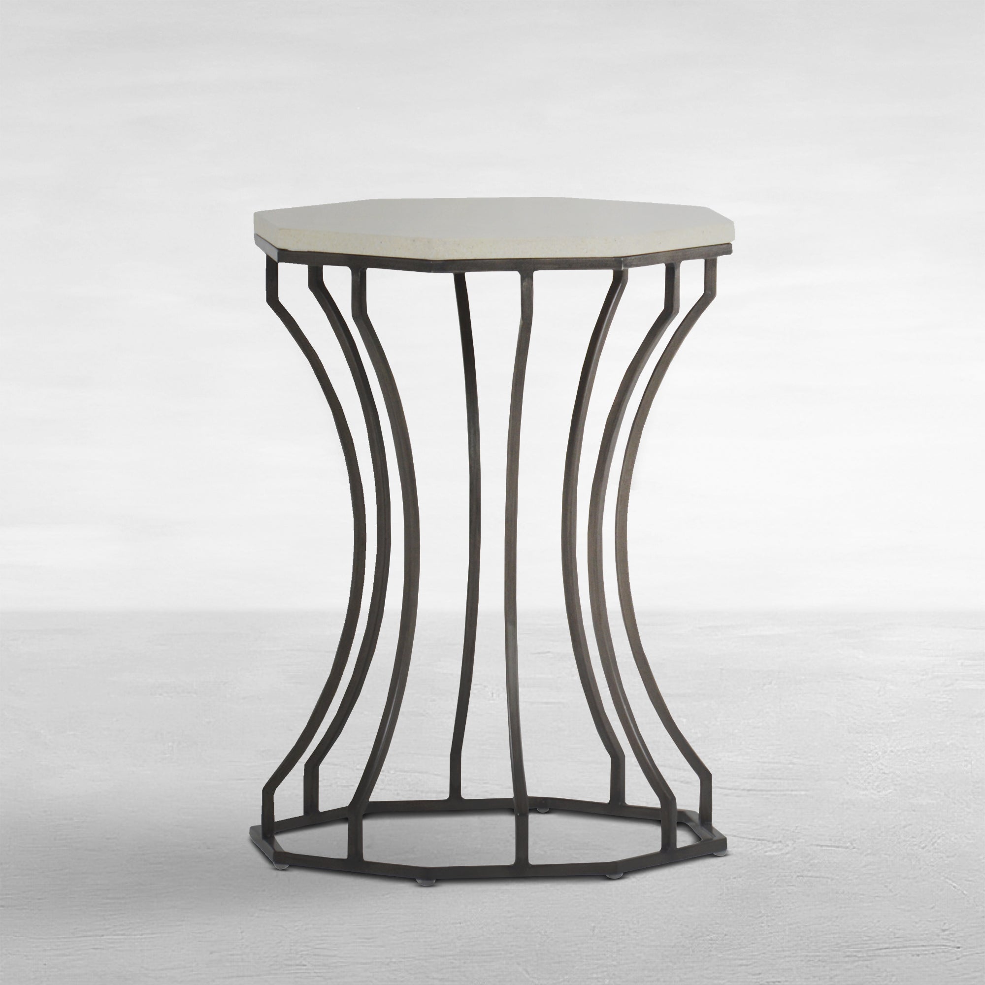 Audrey Wrought Iron Octagonal Outdoor End Table