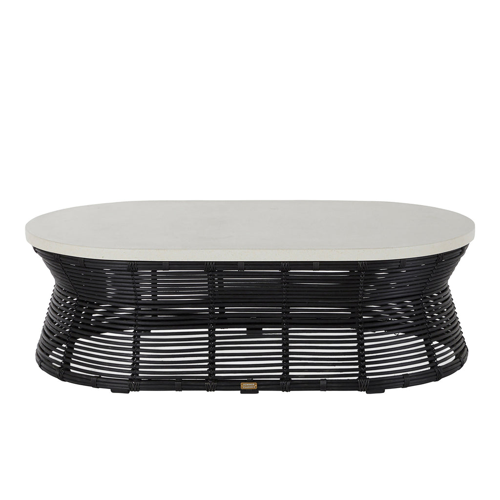 Harris Wicker Oval Outdoor Pedestal Coffee Table