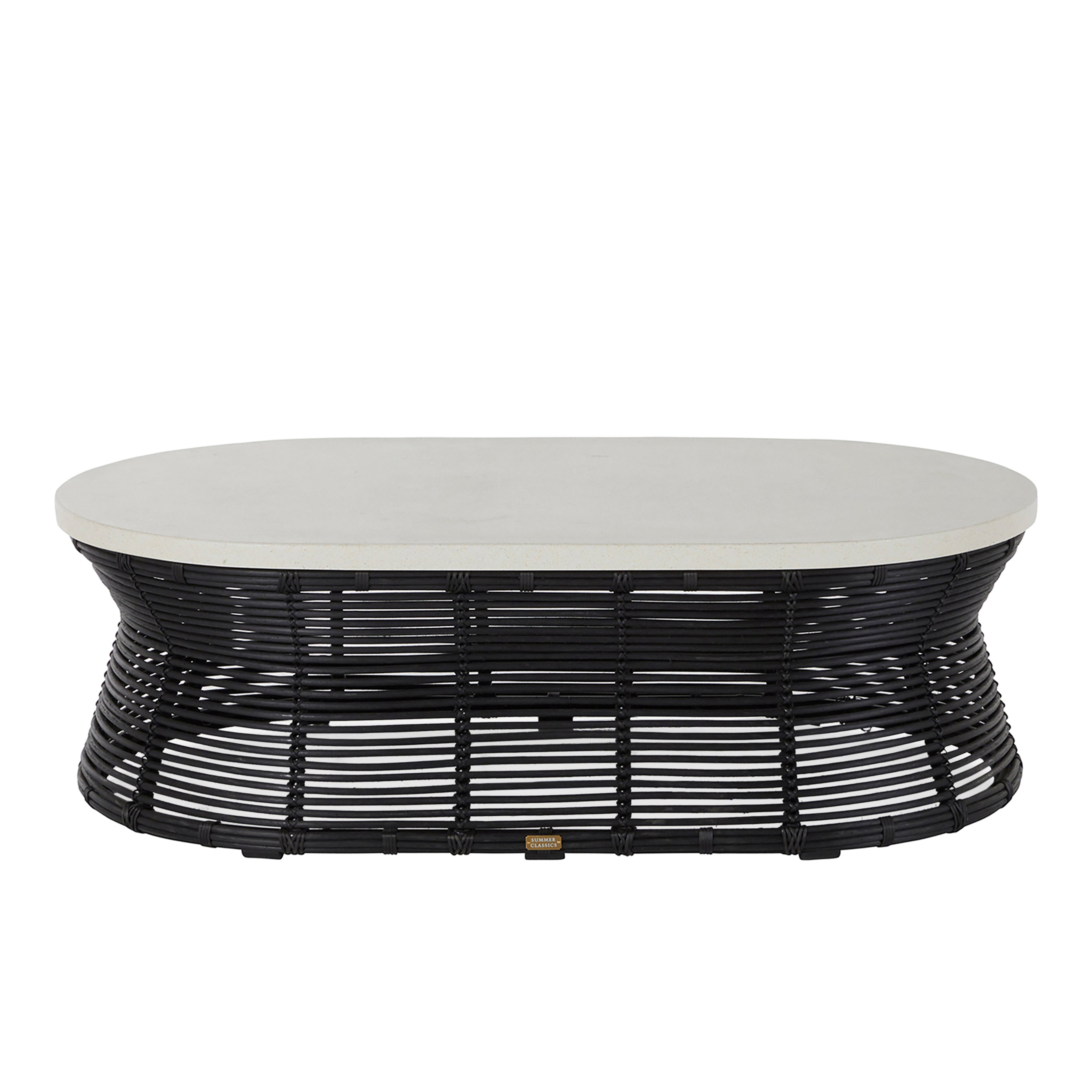 Harris Wicker Oval Outdoor Pedestal Coffee Table