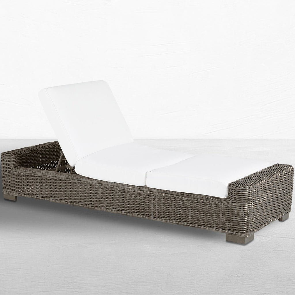 Rustic Wicker Outdoor Armless Chaise Lounge
