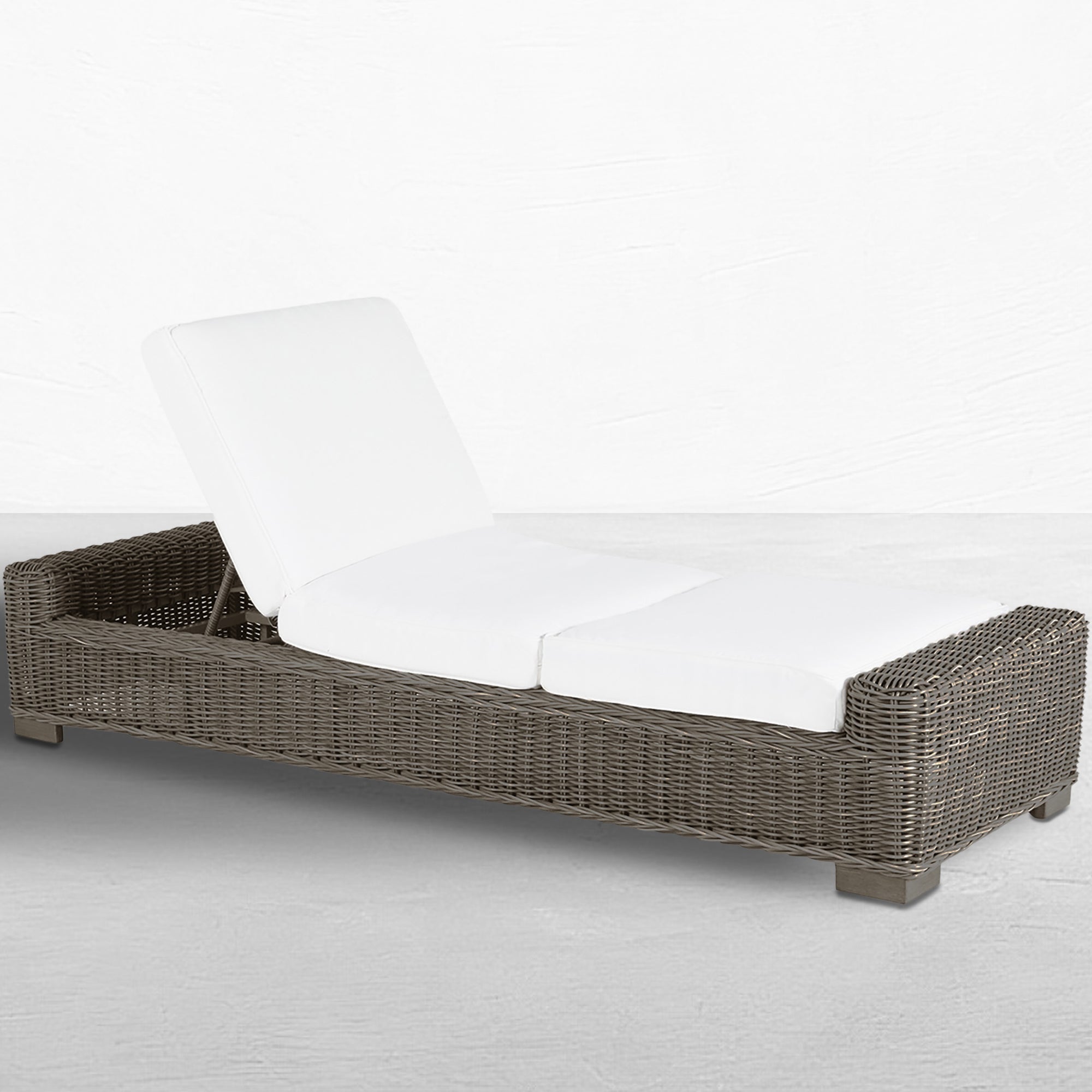 Rustic Wicker Outdoor Armless Chaise Lounge