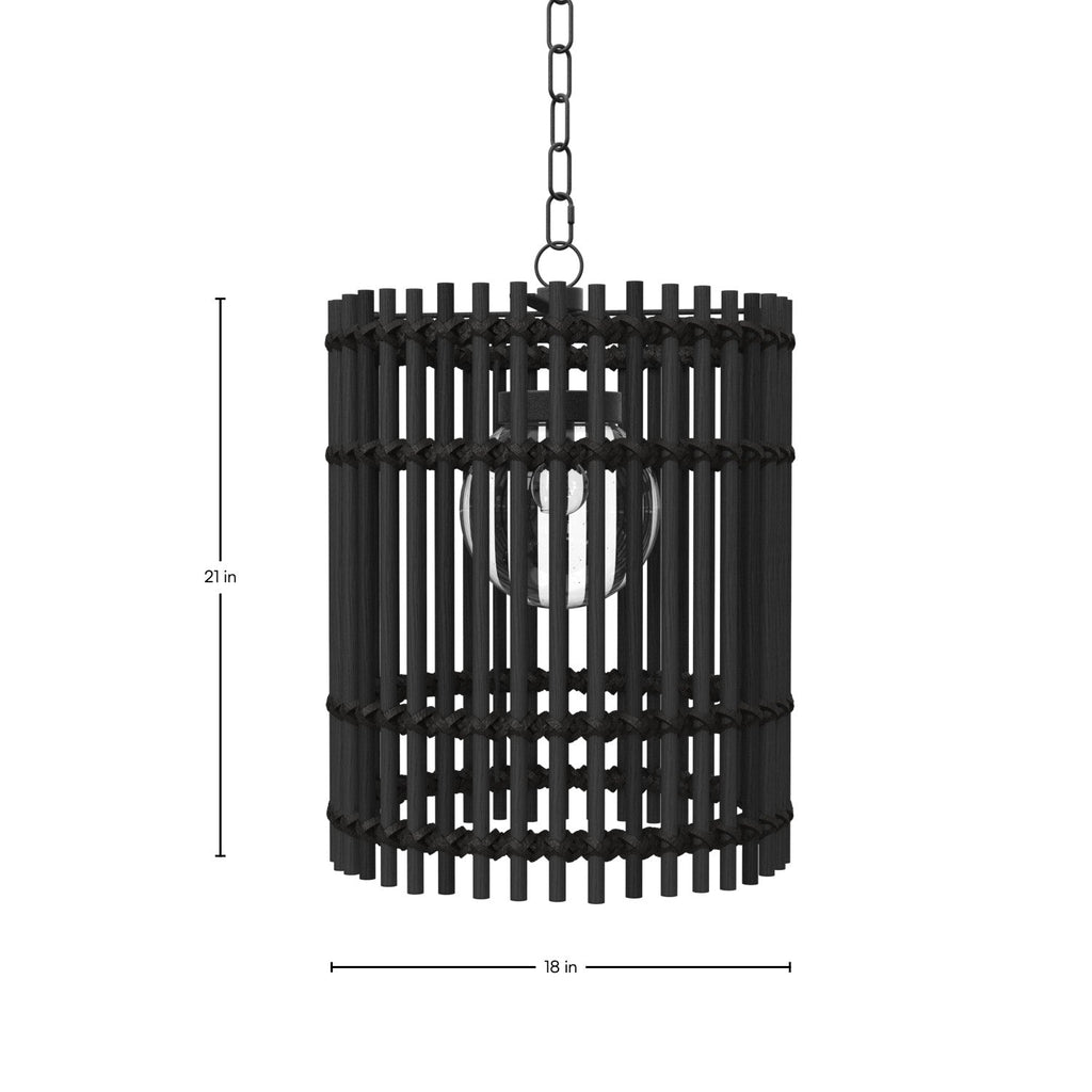 Sherman N-Dura Resin Rattan 18" Drum Pendant Light