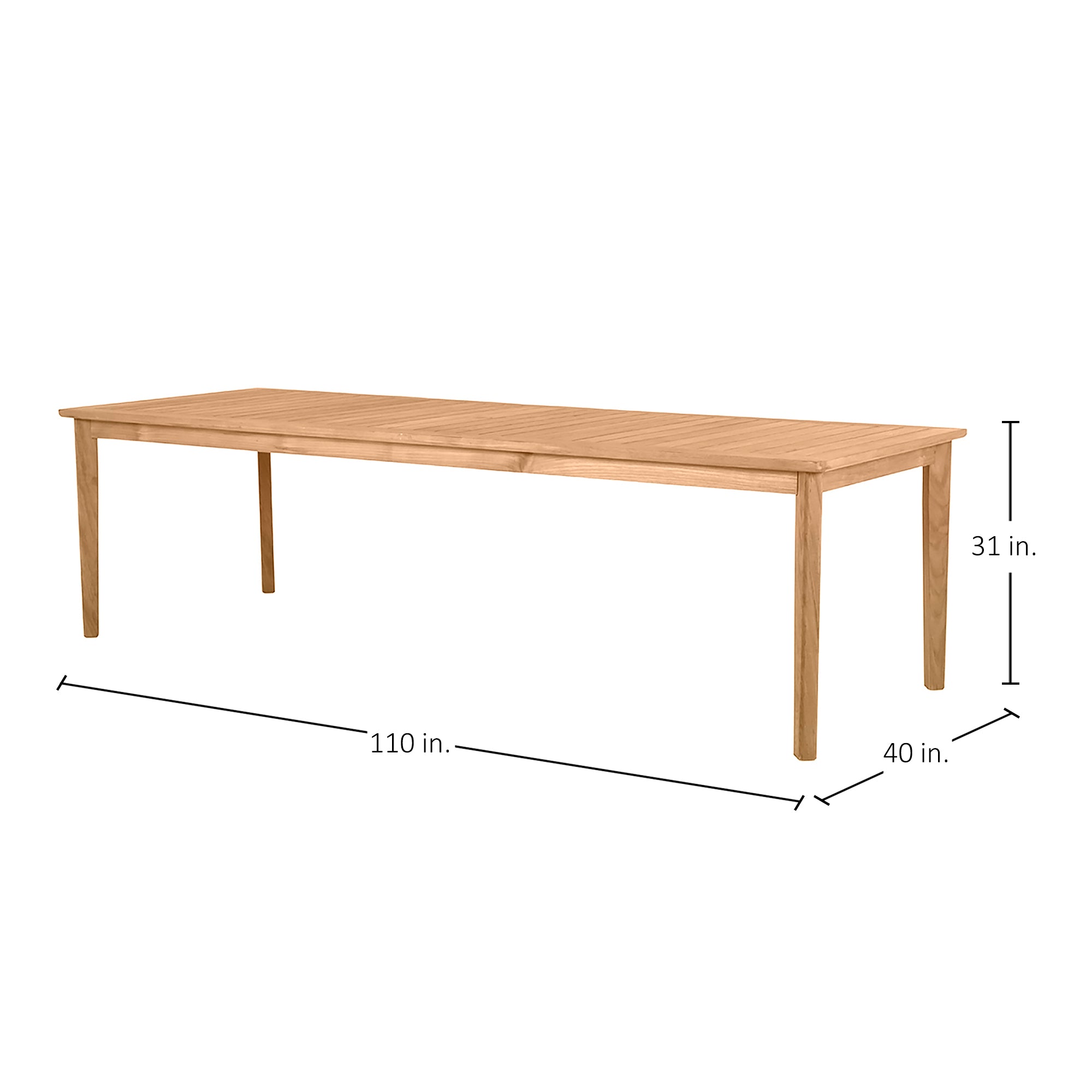 Woodlawn Rectangle Outdoor Slatted Dining Table