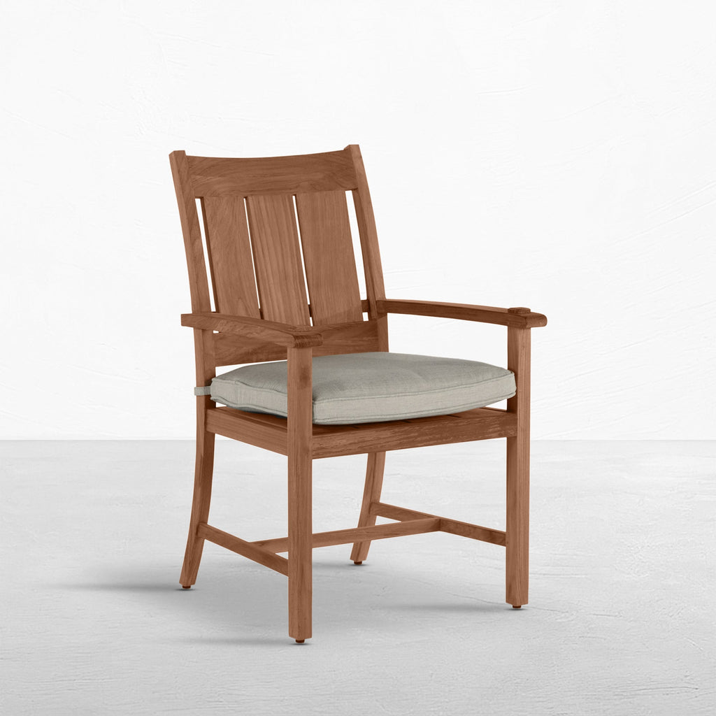 QS Croquet Teak Arm Chair, Natural Teak-Linen Dove