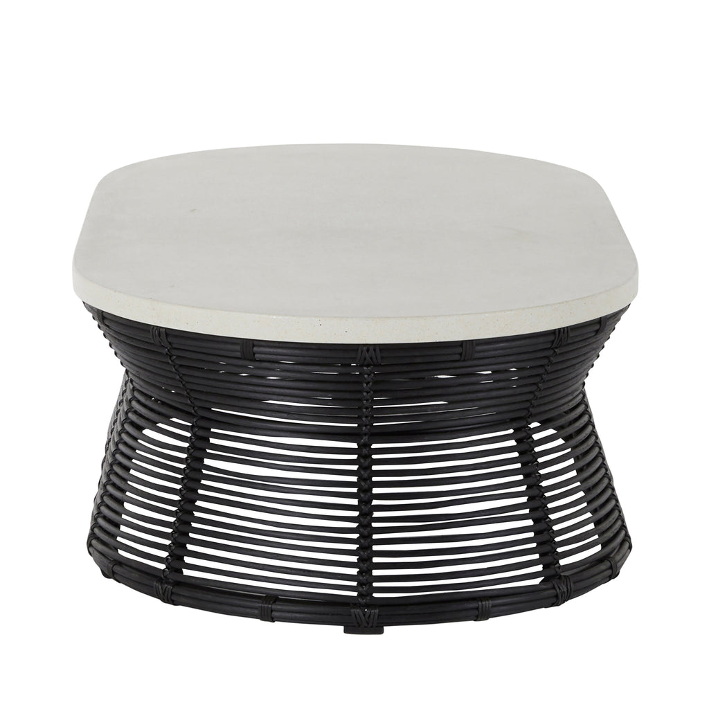 Harris Wicker Oval Outdoor Pedestal Coffee Table