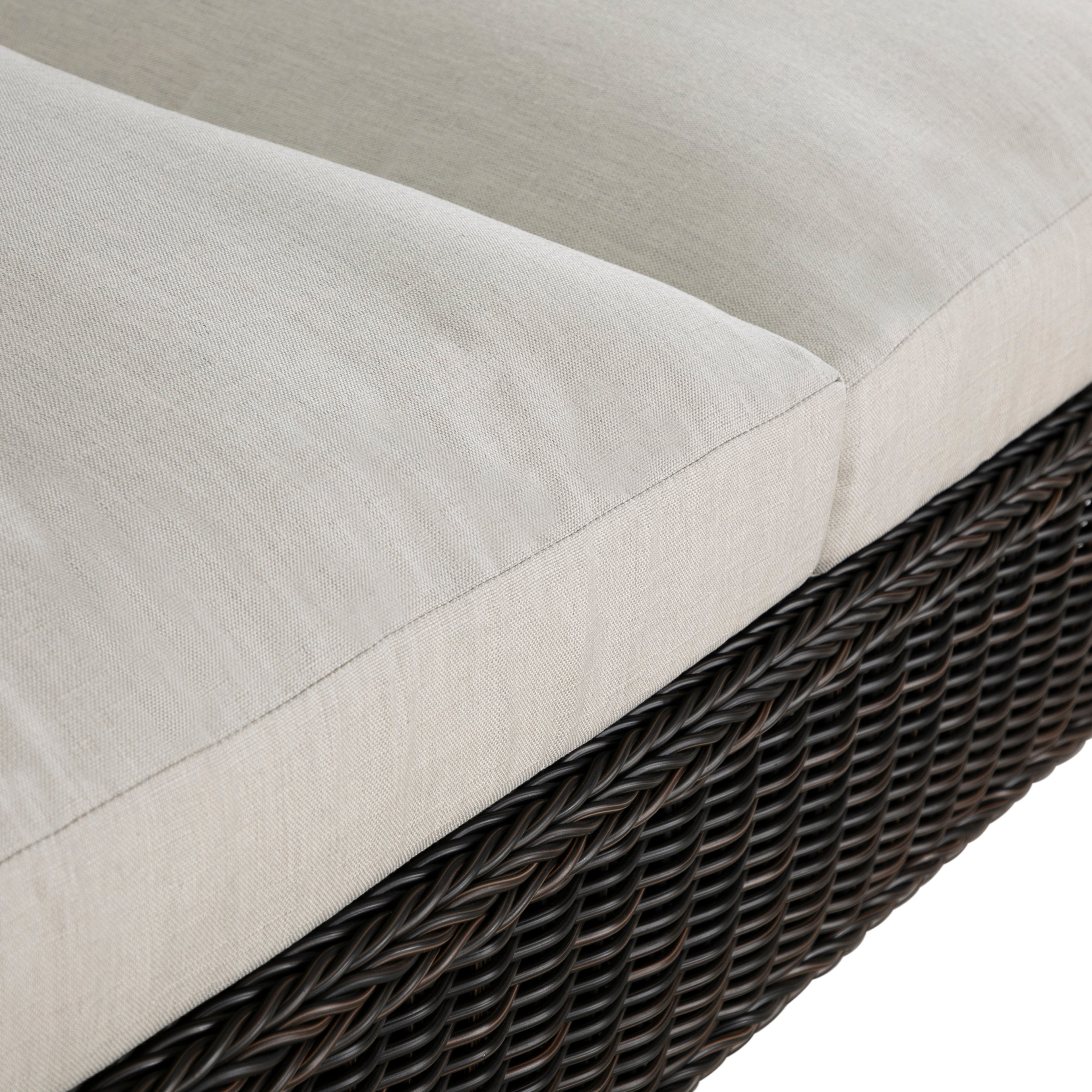 Rustic Wicker Outdoor Armless Chaise Lounge