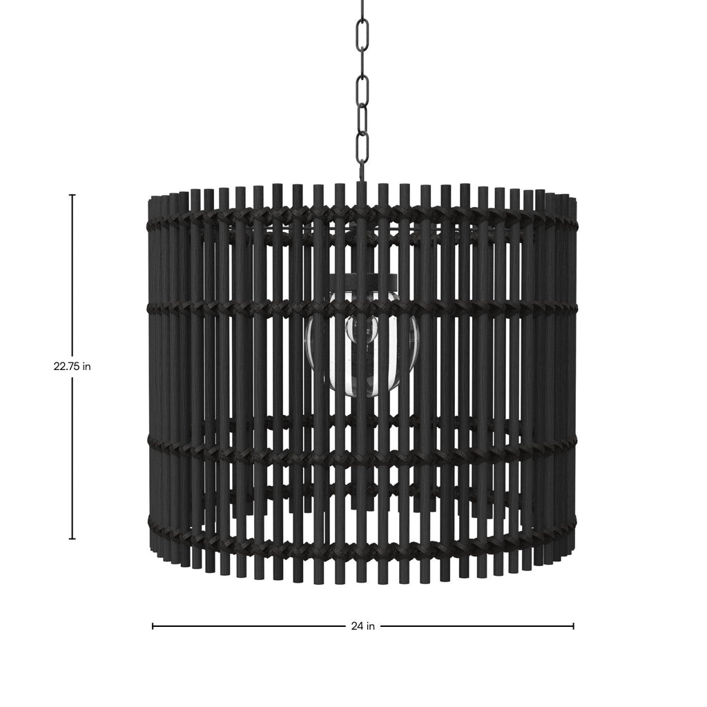 Sherman N-Dura Resin Rattan 24" Drum Chandelier