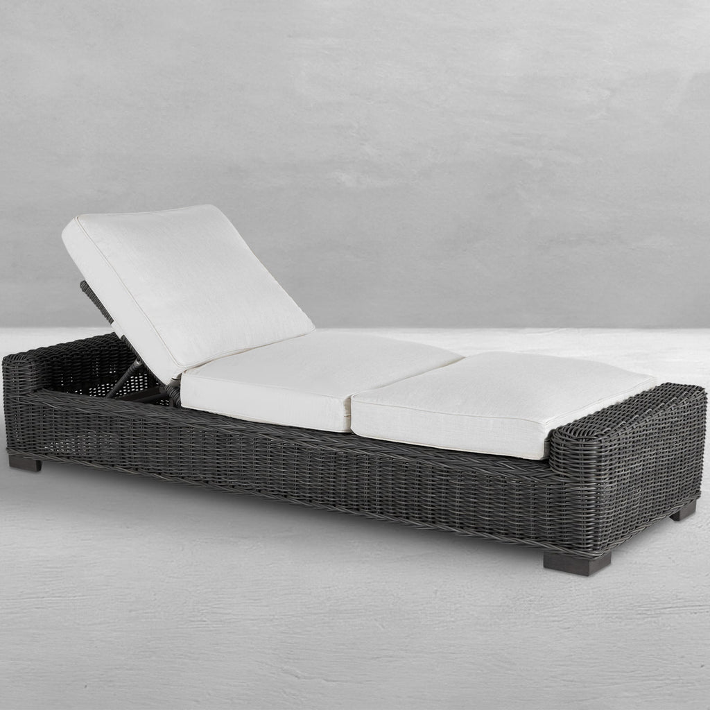 Rustic Wicker Outdoor Armless Chaise Lounge