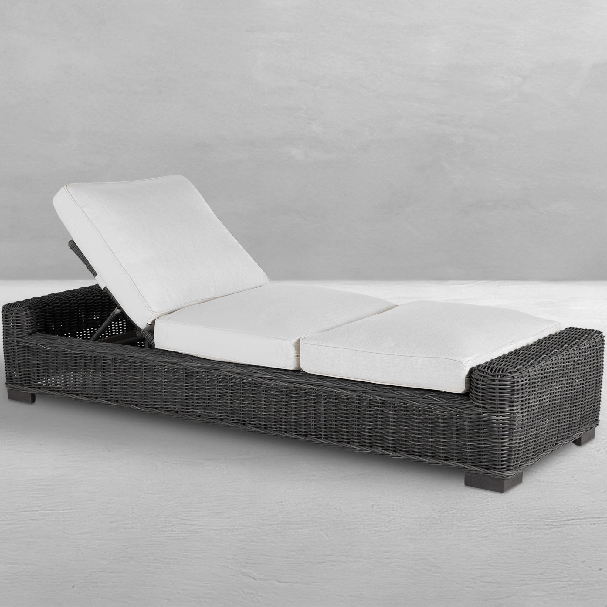 Rustic Wicker Outdoor Armless Chaise Lounge