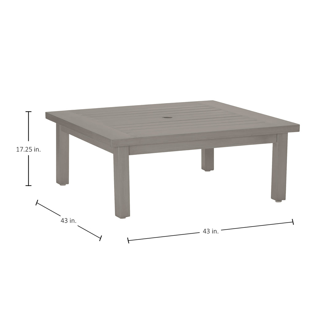 Club Aluminum 43" Square Outdoor Coffee Table