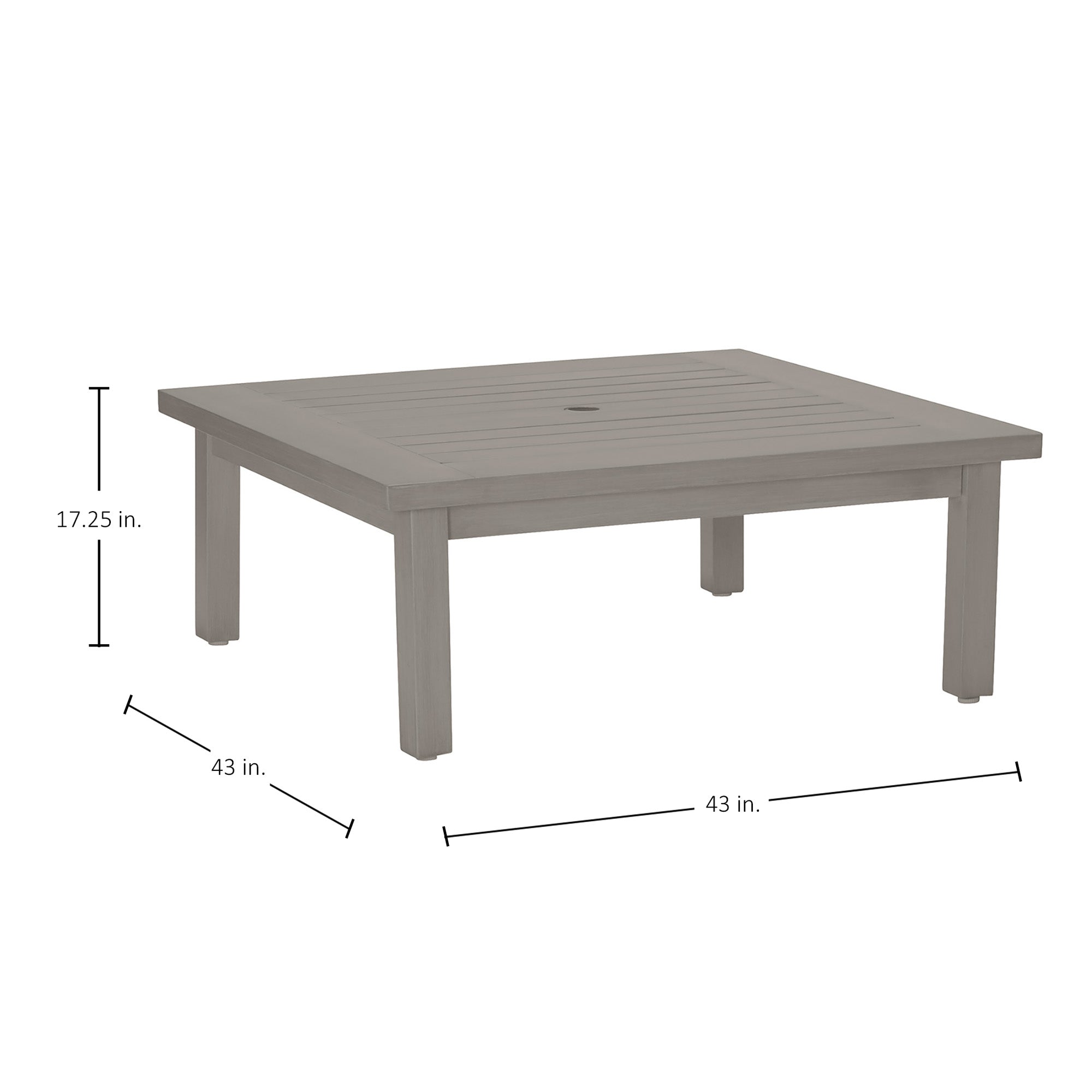 Club Aluminum 43" Square Outdoor Coffee Table