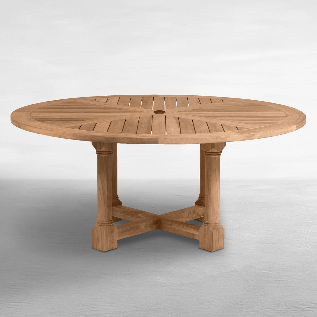 Lakeshore Teak Round Outdoor Pedestal Dining Table