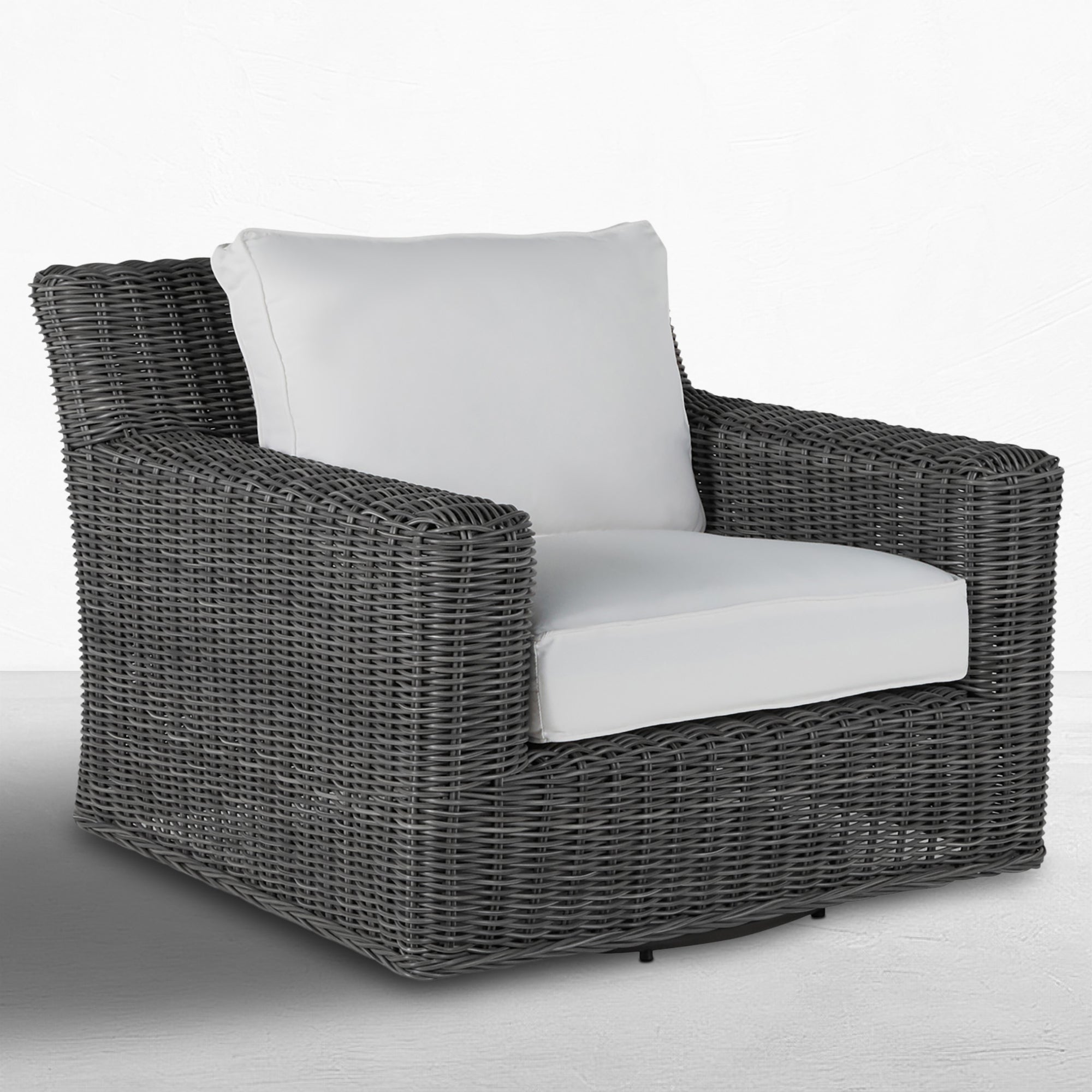 Rustic Woven Wicker Outdoor Swivel Lounge Chair