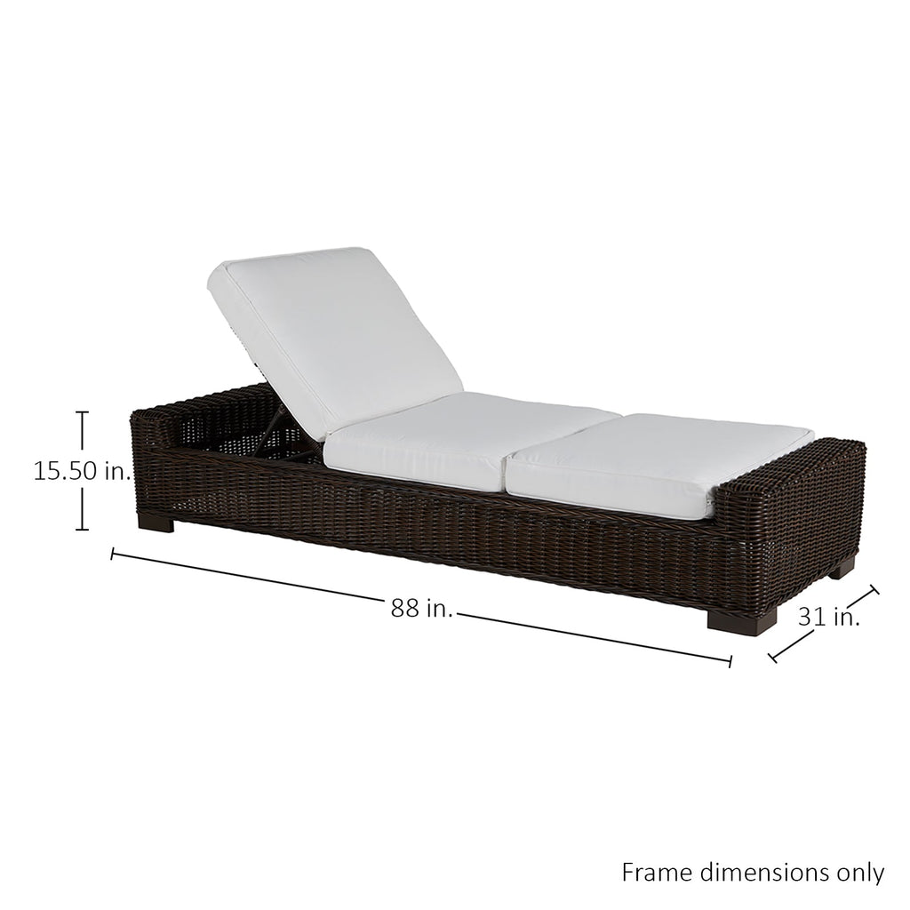 Rustic Wicker Outdoor Armless Chaise Lounge