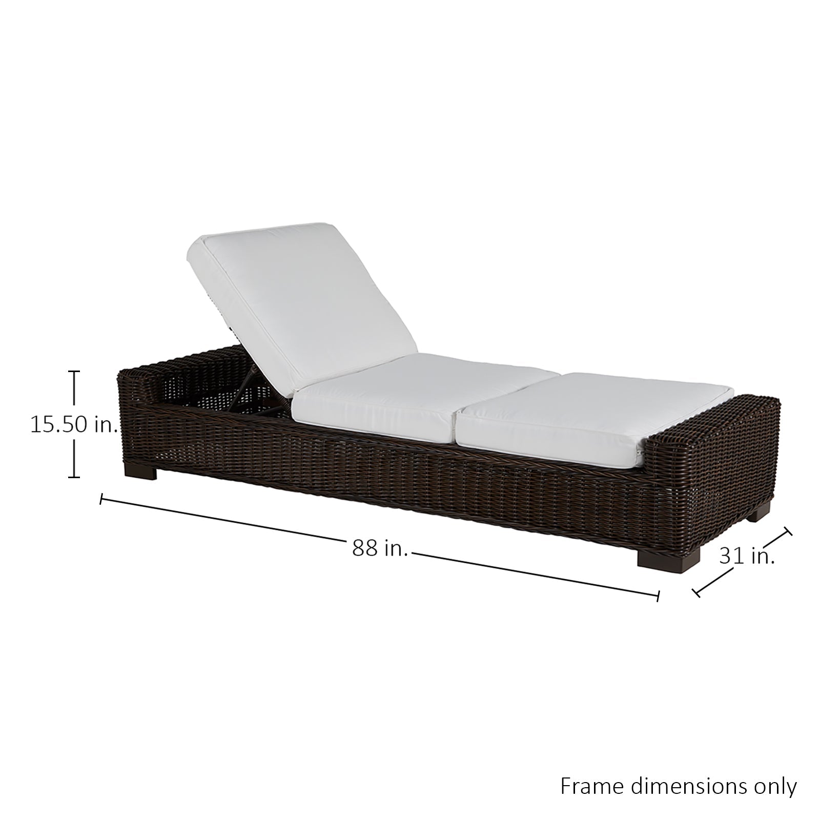 Rustic Wicker Outdoor Armless Chaise Lounge