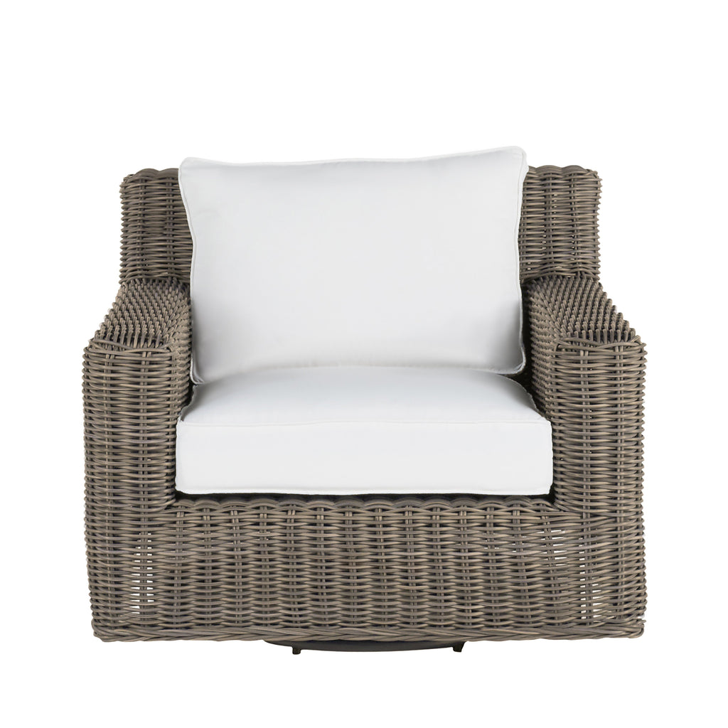Rustic Woven Wicker Outdoor Swivel Lounge Chair