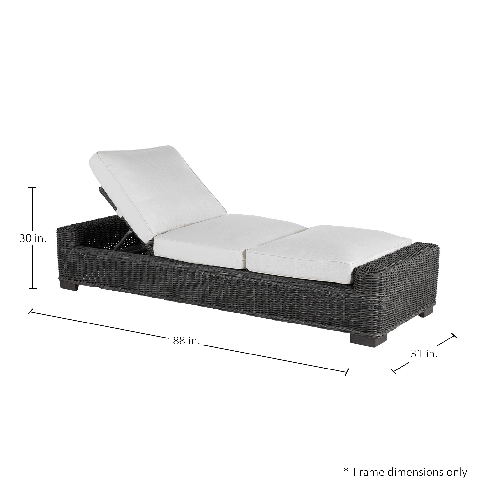 Rustic Wicker Outdoor Armless Chaise Lounge
