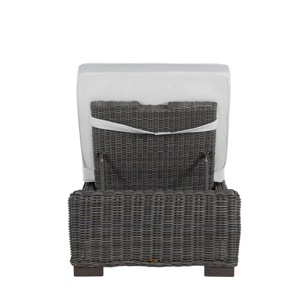 Rustic Wicker Outdoor Armless Chaise Lounge