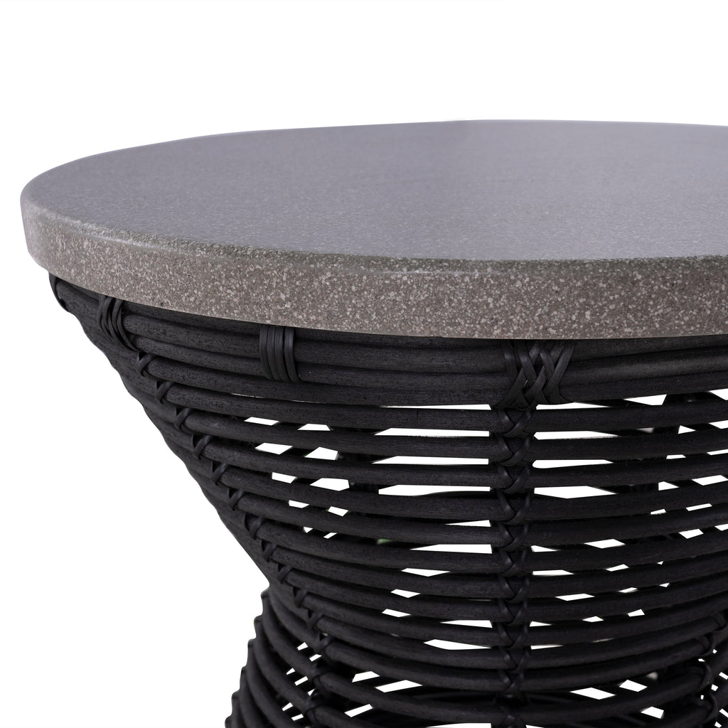 Harris Wicker 22" Round Outdoor Pedestal End Table