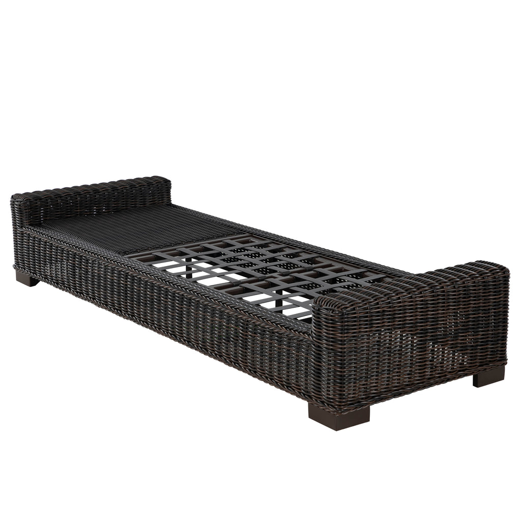 Rustic Wicker Outdoor Armless Chaise Lounge